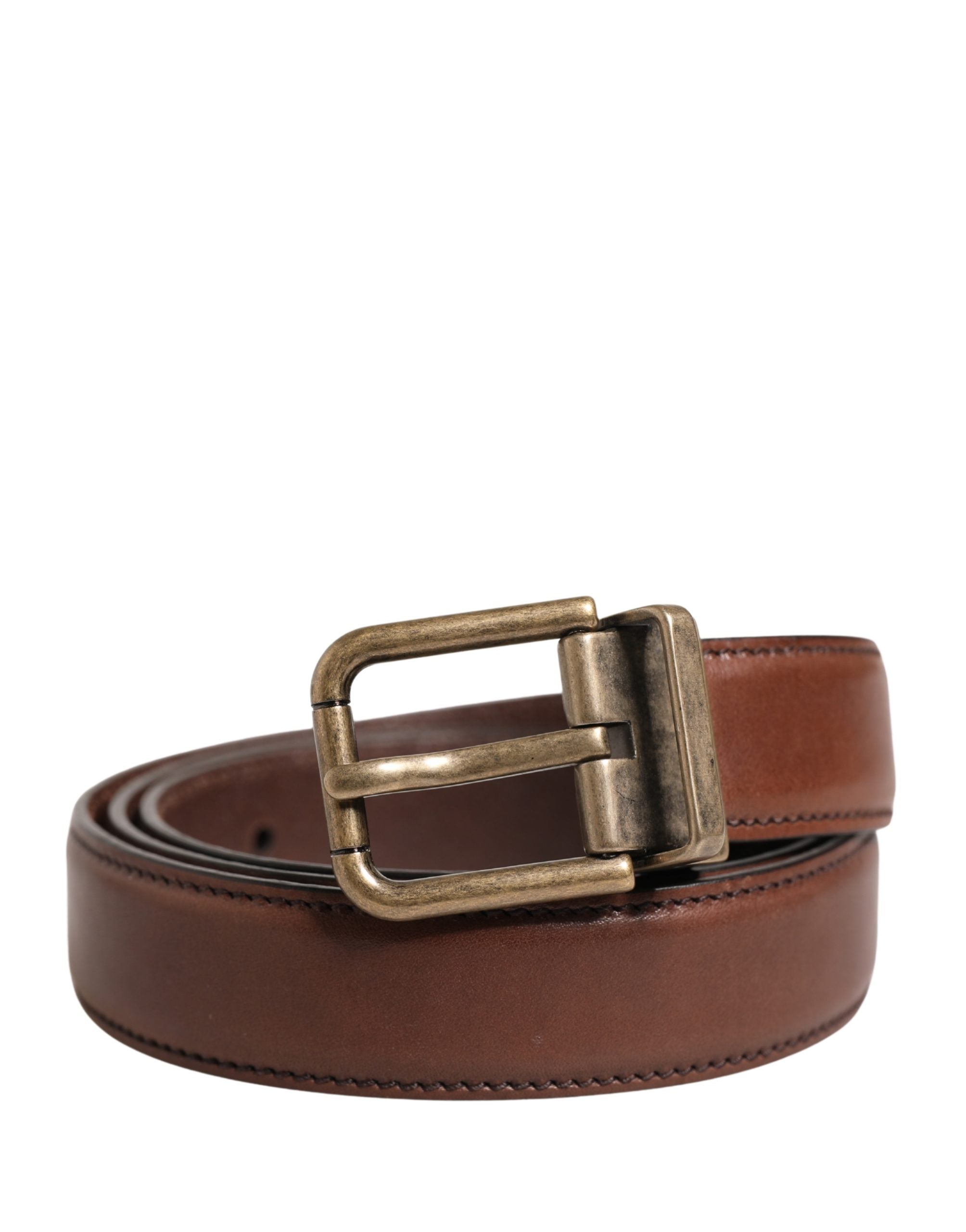 Dolce & Gabbana Men Brown Classic Leather Metal Buckle Belt Dolce & Gabbana