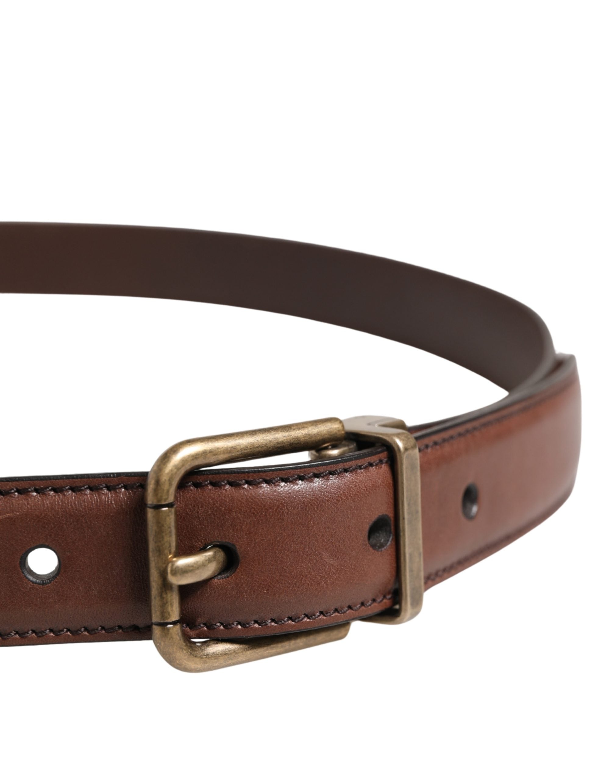 Dolce & Gabbana Men Brown Classic Leather Metal Buckle Belt Dolce & Gabbana