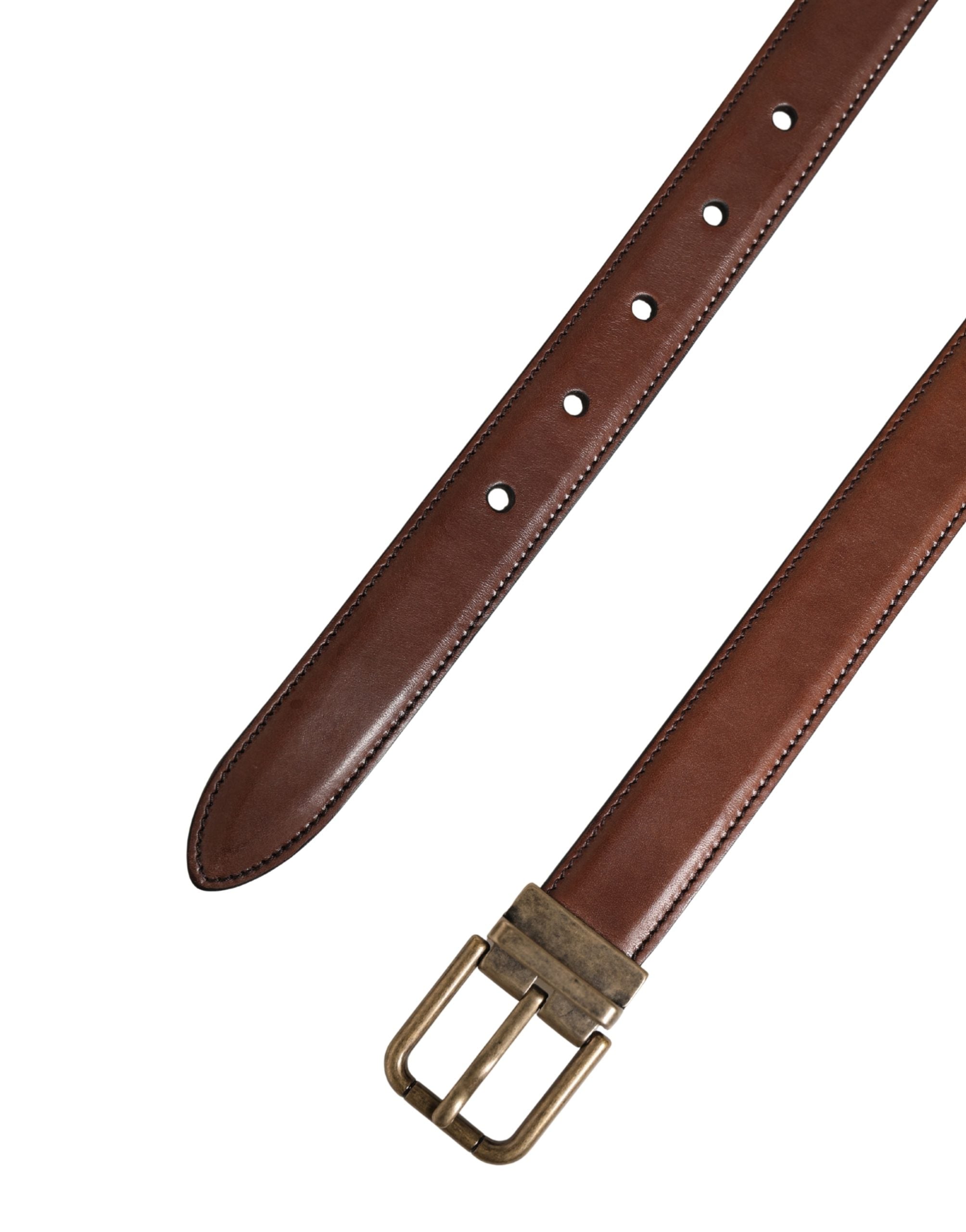 Dolce & Gabbana Men Brown Classic Leather Metal Buckle Belt Dolce & Gabbana