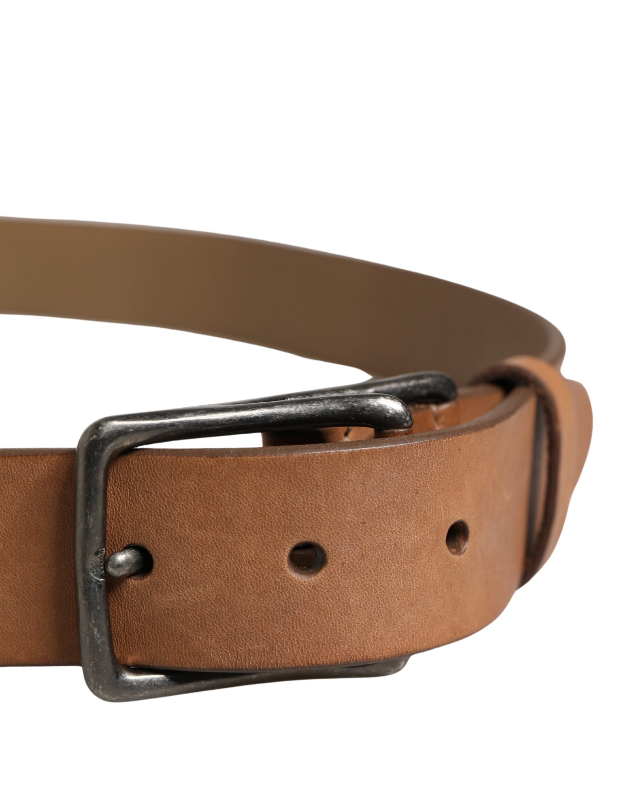 Dolce & Gabbana Men Brown Leather Classic Metal Buckle Belt Dolce & Gabbana
