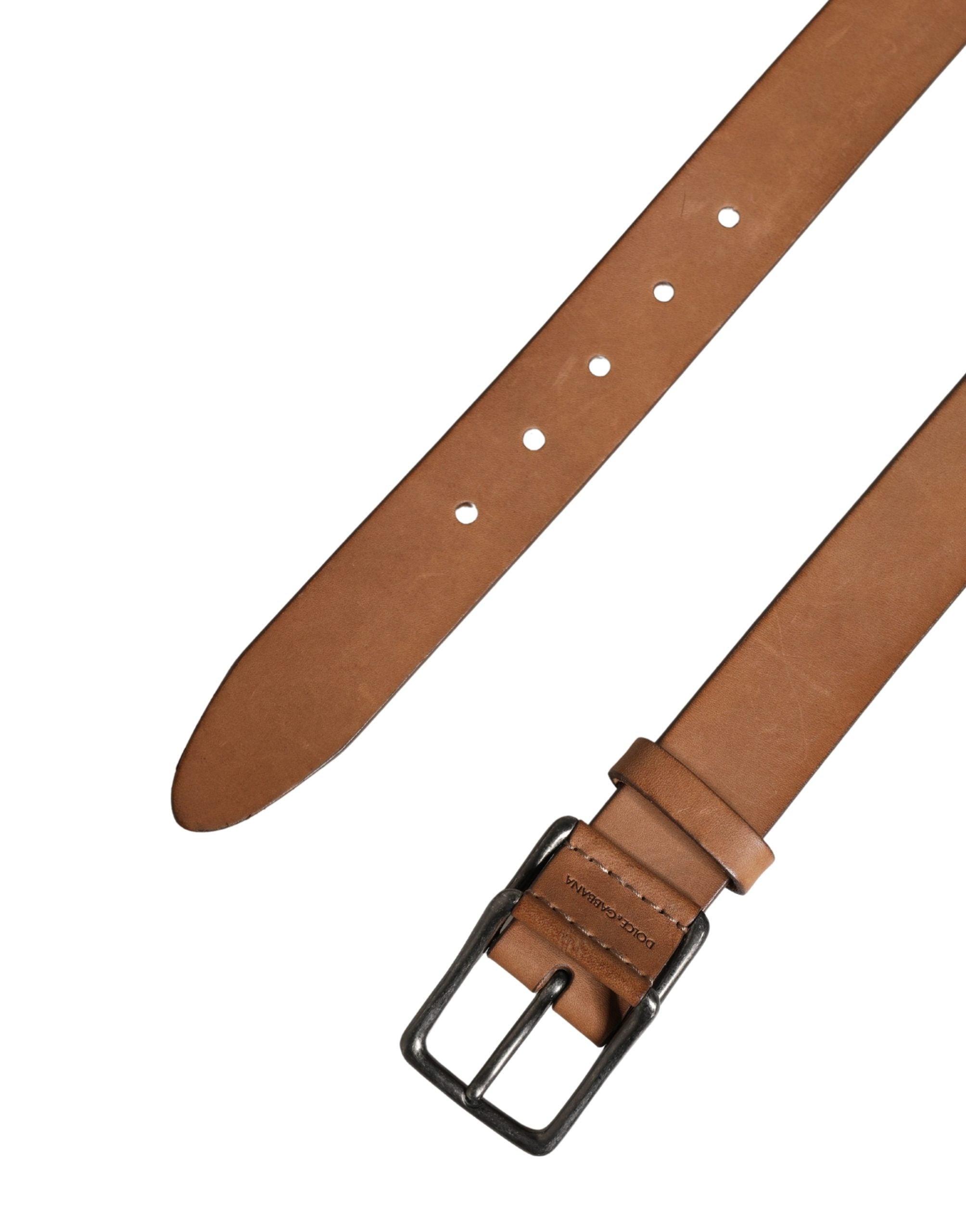 Dolce & Gabbana Men Brown Leather Classic Metal Buckle Belt Dolce & Gabbana