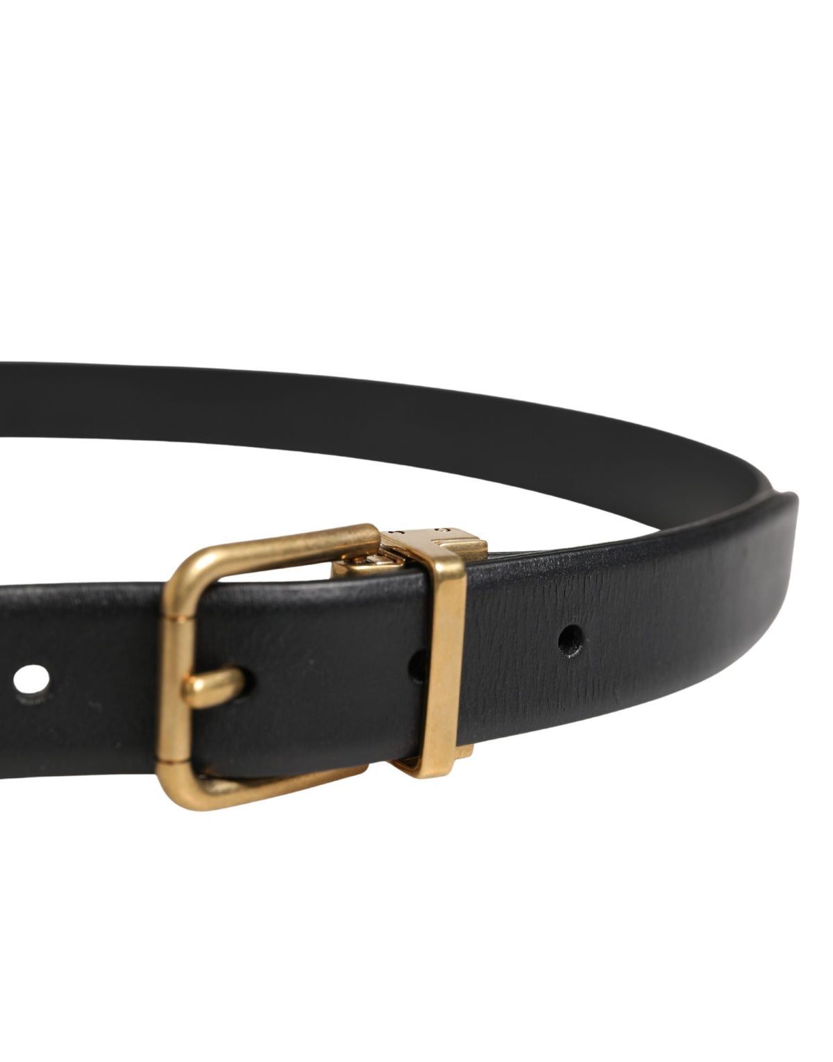 Dolce & Gabbana Men Black Classic Leather Metal Buckle Belt