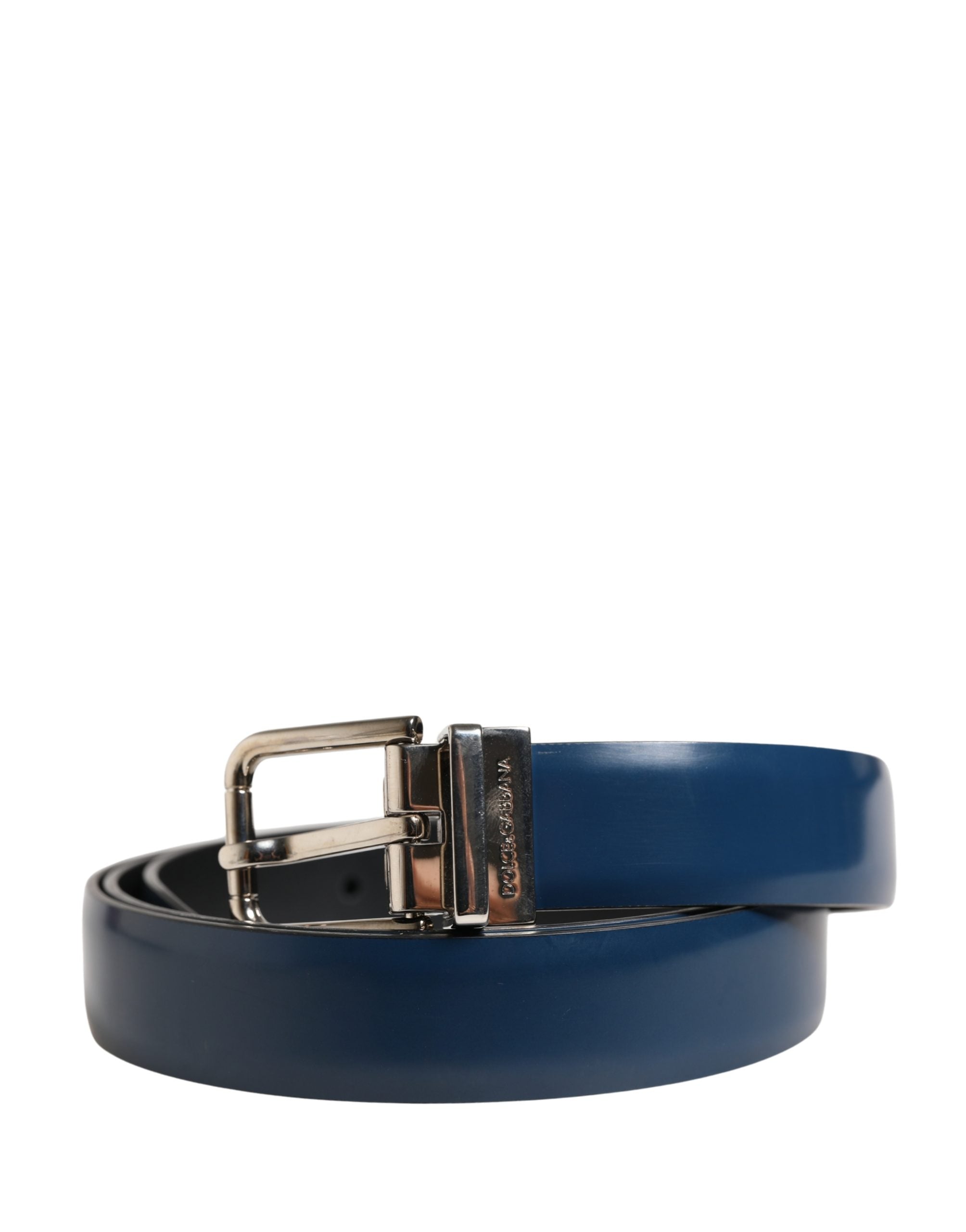 Dolce & Gabbana Men Blue Classic Leather Metal Buckle Belt Dolce & Gabbana