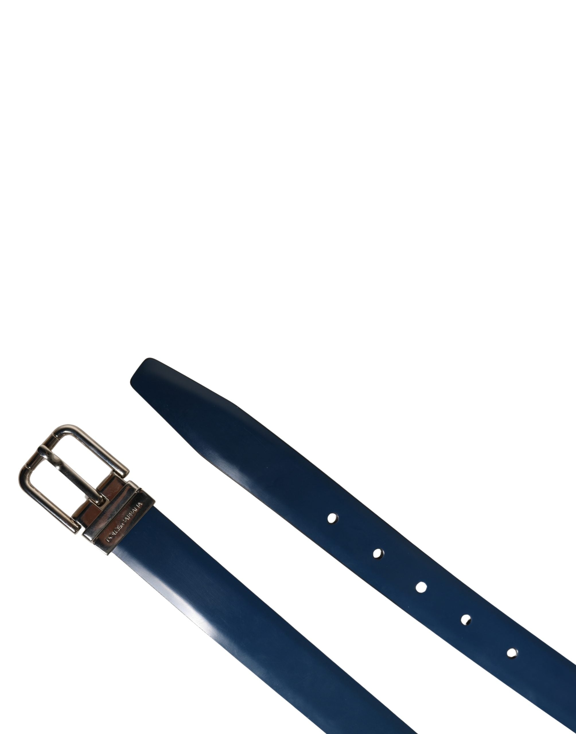 Dolce & Gabbana Men Blue Classic Leather Metal Buckle Belt Dolce & Gabbana