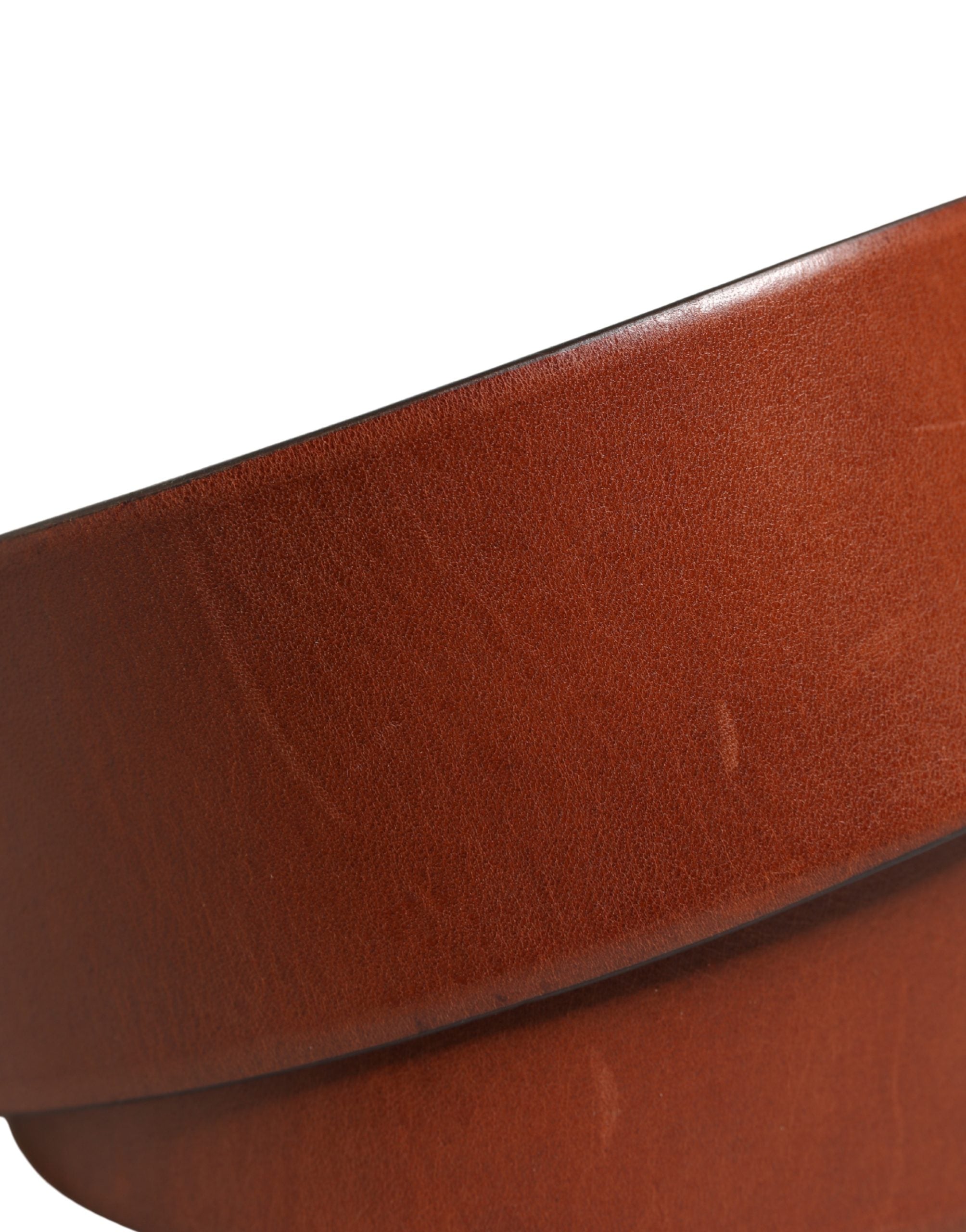 Dolce & Gabbana Men Brown Leather Wide Waist Metal Round Buckle Belt Dolce & Gabbana