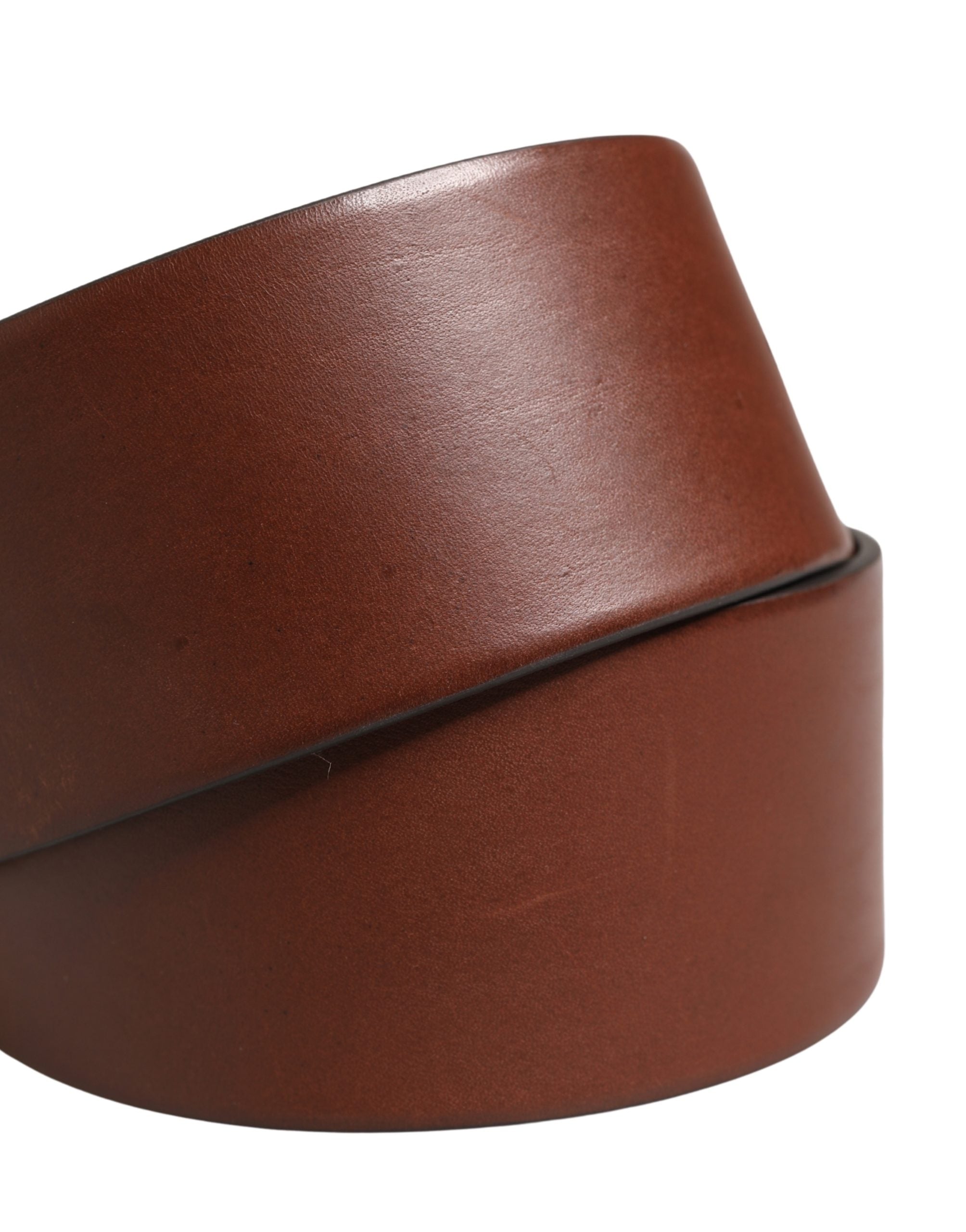 Dolce & Gabbana Brown Leather Wide Waist Metal Round Belt Dolce & Gabbana
