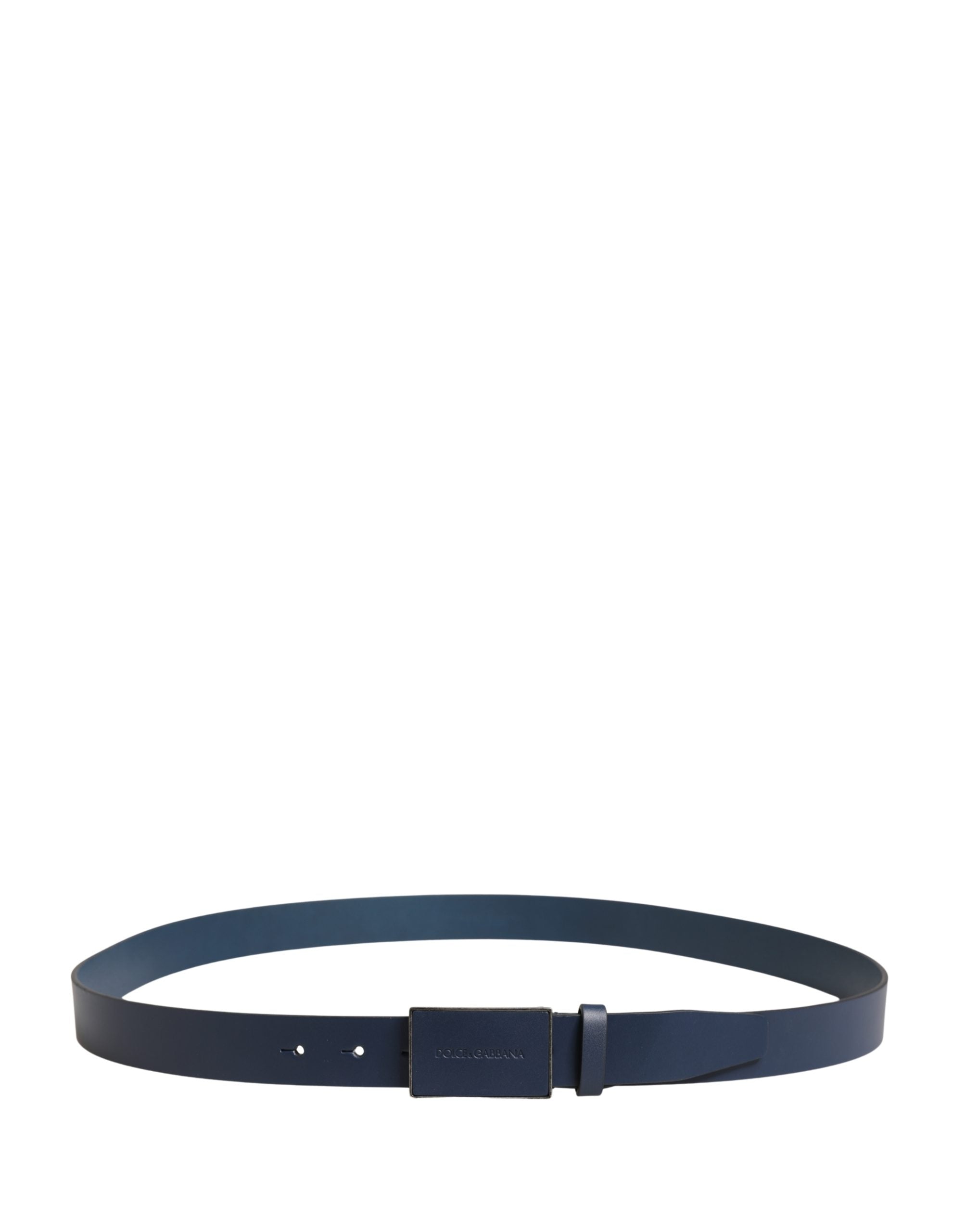 Dolce & Gabbana Men Blue Calf Leather Logo Metal Buckle Belt Dolce & Gabbana