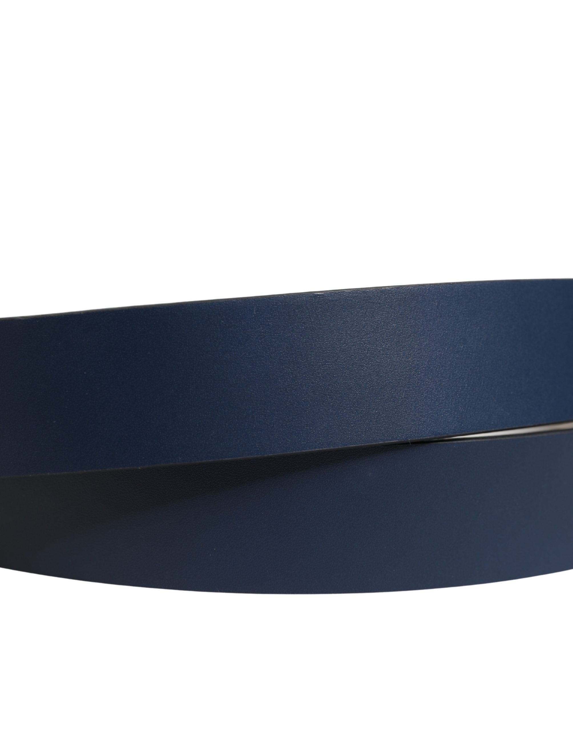 Dolce & Gabbana Men Blue Calf Leather Logo Metal Buckle Belt Dolce & Gabbana