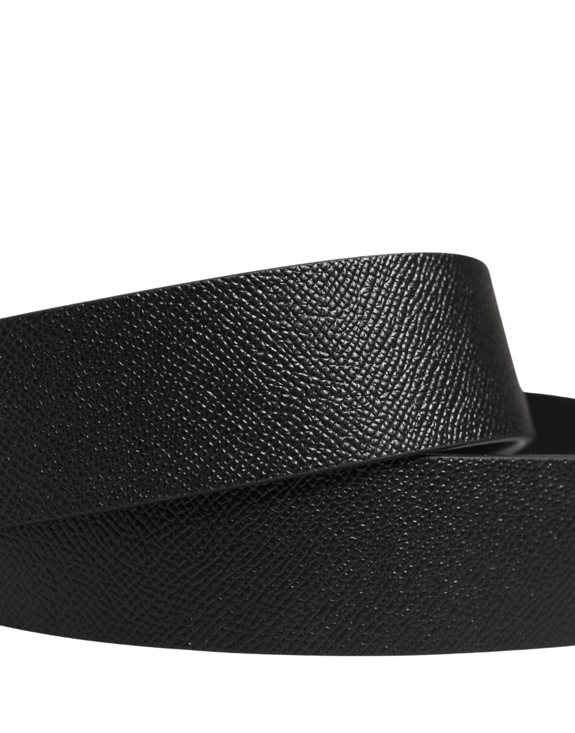 Dolce & Gabbana Men Black Leather DG Logo Metal Buckle Belt Dolce & Gabbana