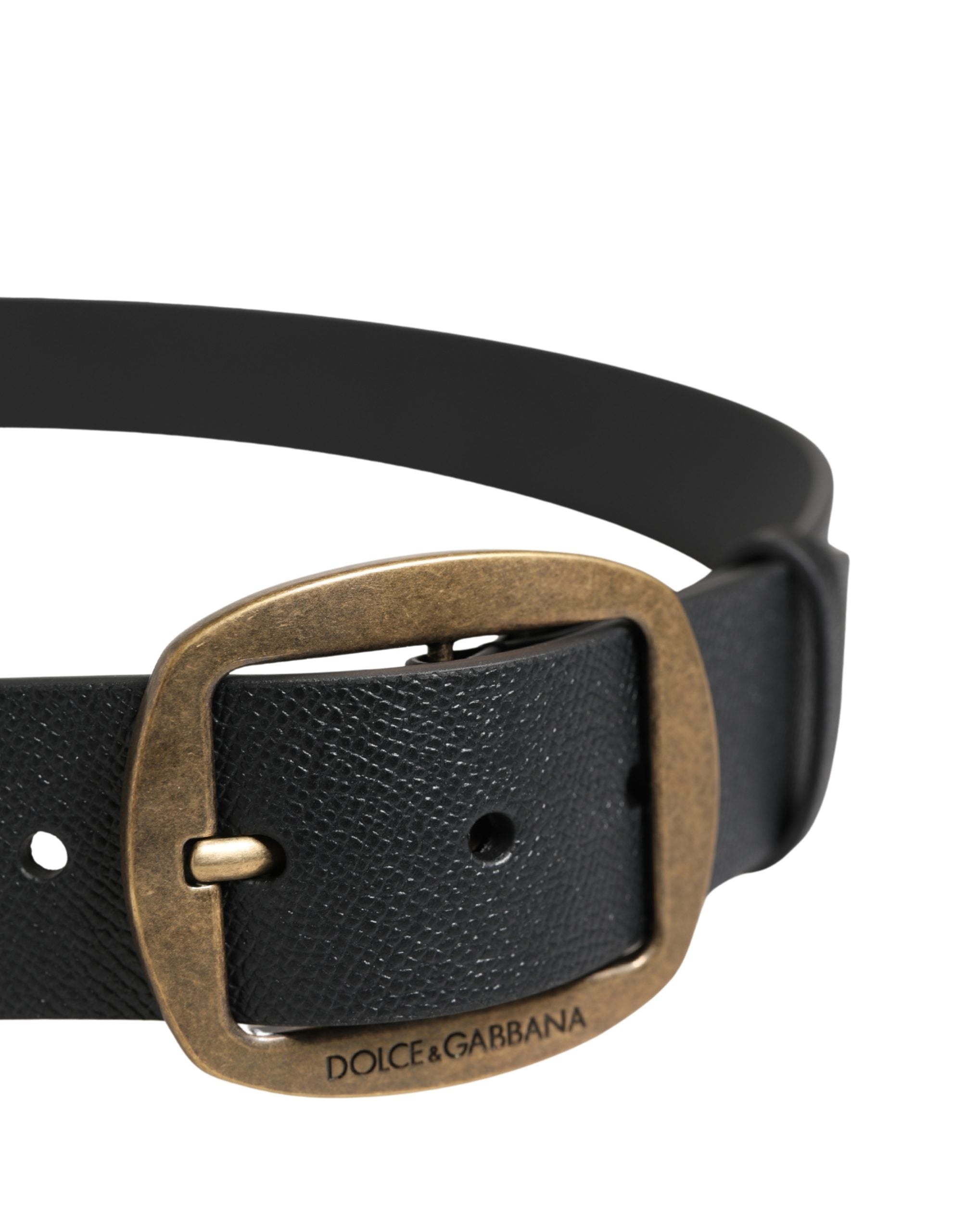 Dolce & Gabbana Men Black Classic Leather Metal Buckle Belt Dolce & Gabbana