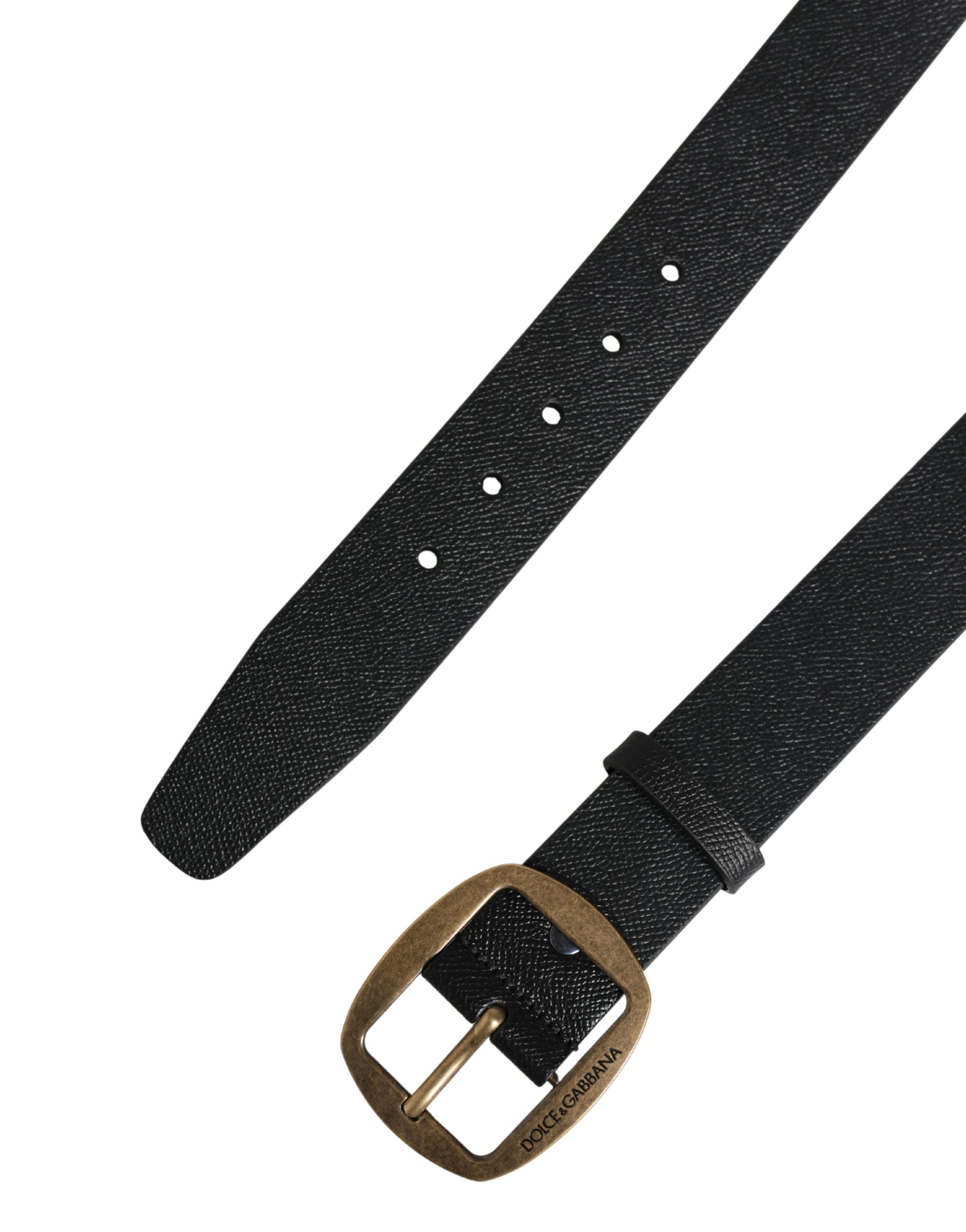 Dolce & Gabbana Men Black Classic Leather Metal Buckle Belt Dolce & Gabbana