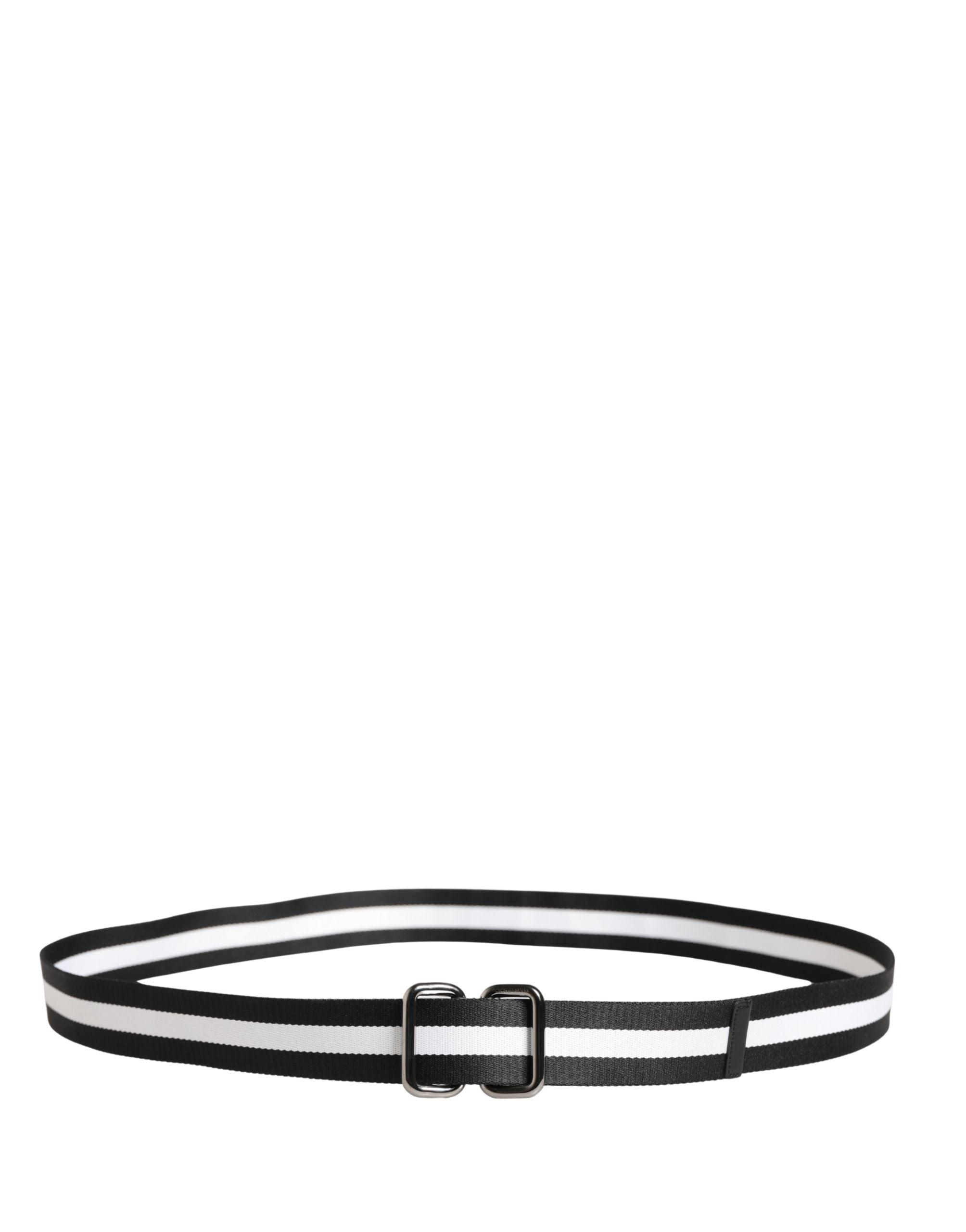 Dolce & Gabbana Men Black White Nylon Logo Metal Buckle Belt Dolce & Gabbana