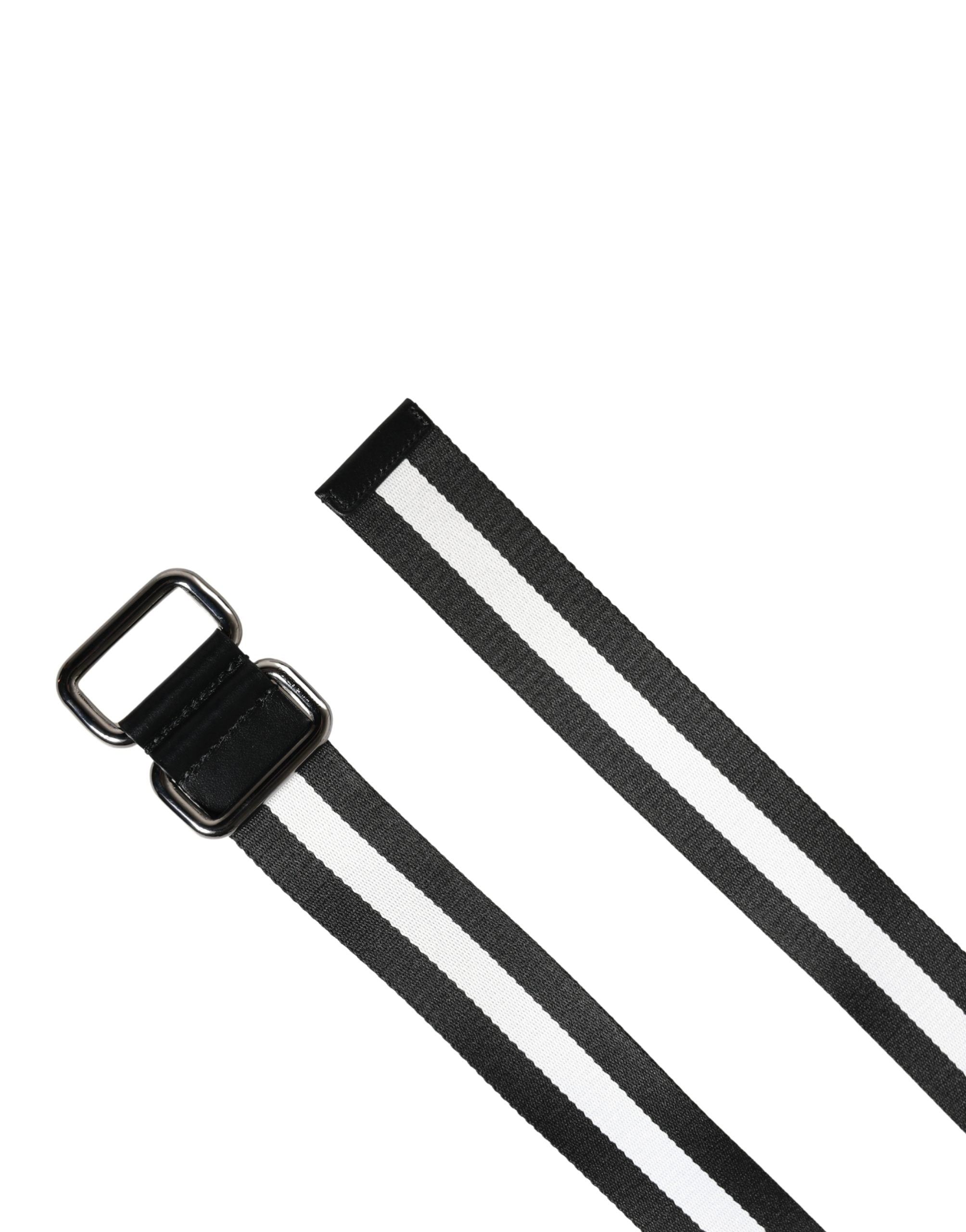 Dolce & Gabbana Men Black White Nylon Logo Metal Buckle Belt Dolce & Gabbana