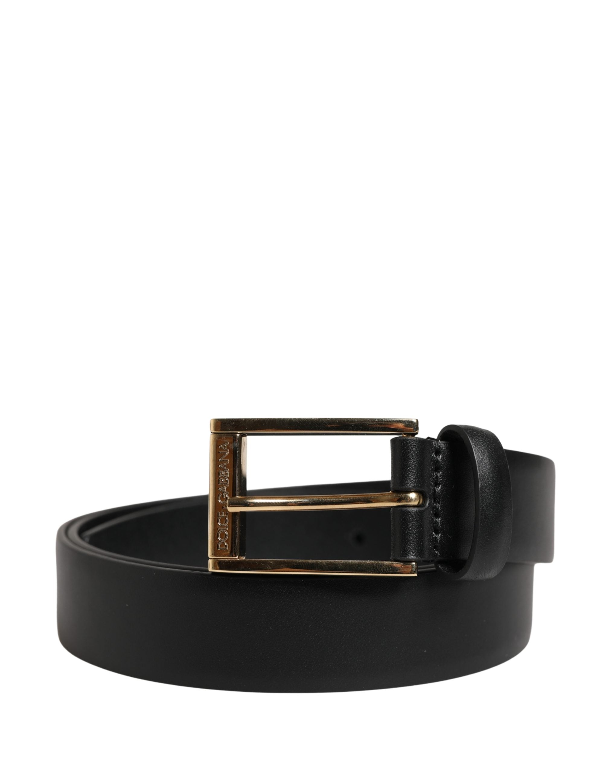 Dolce & Gabbana Men Black Classic Leather Metal Buckle Belt Dolce & Gabbana