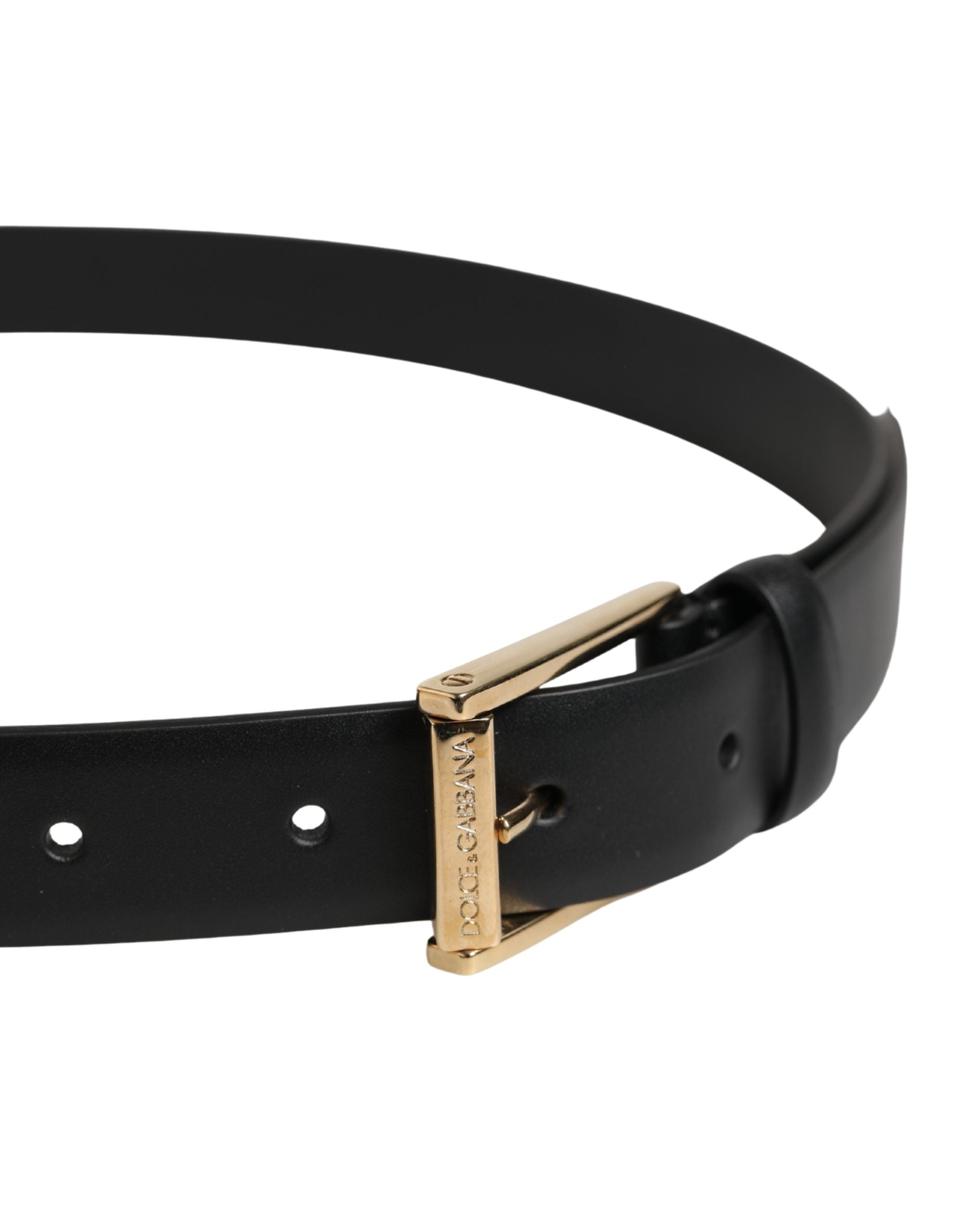 Dolce & Gabbana Men Black Classic Leather Metal Buckle Belt Dolce & Gabbana
