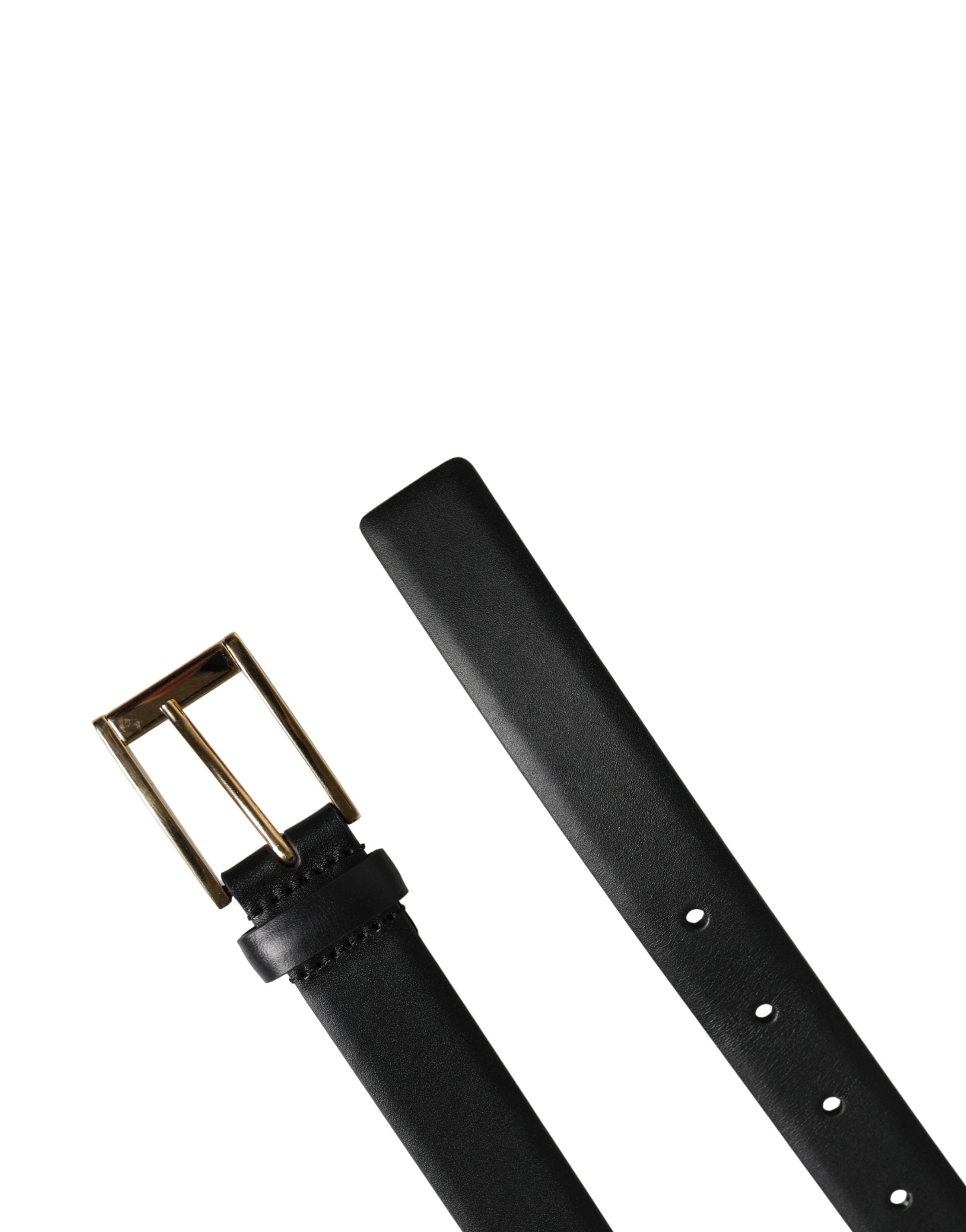 Dolce & Gabbana Men Black Classic Leather Metal Buckle Belt Dolce & Gabbana