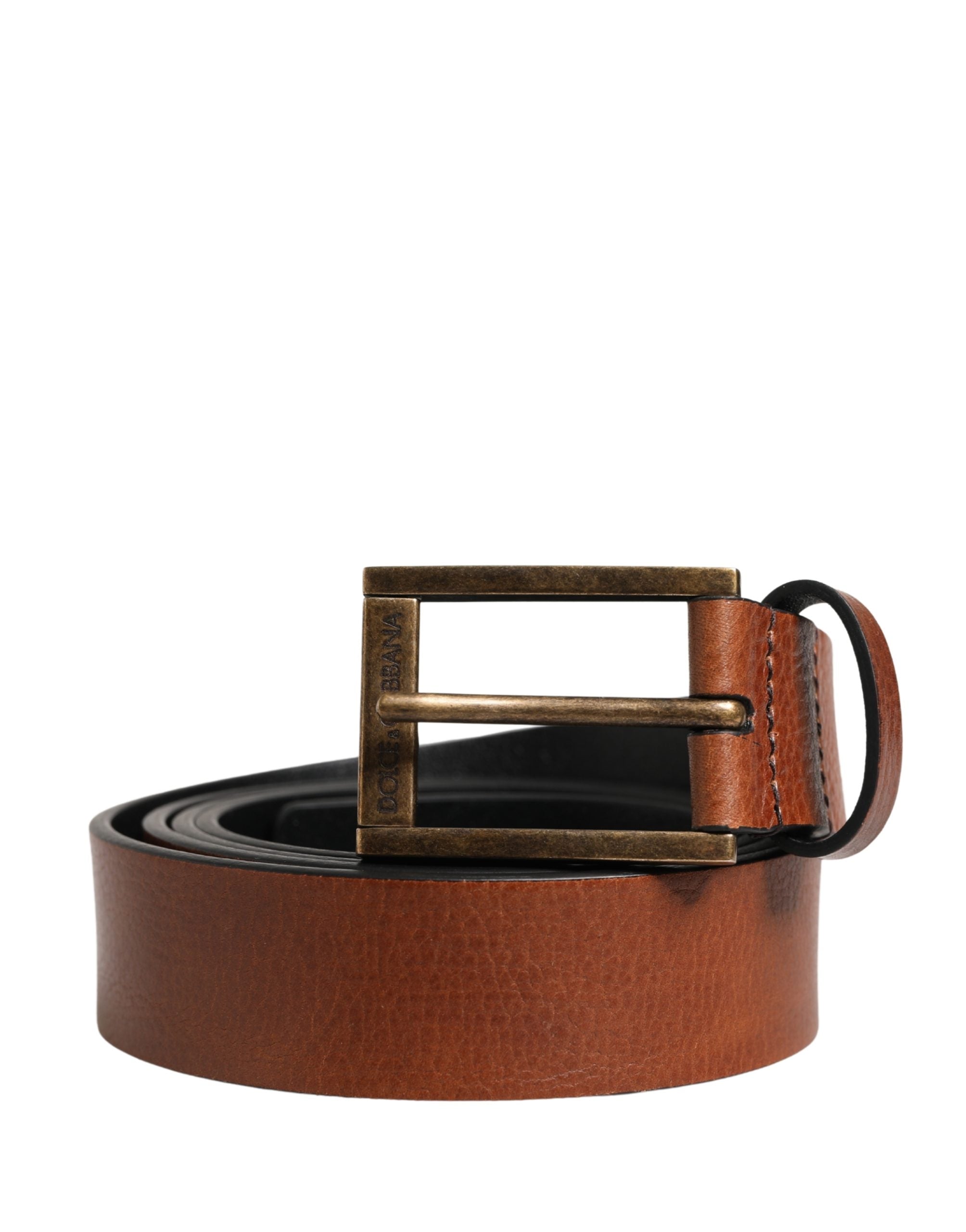 Dolce & Gabbana Men Brown Leather Classic Metal Buckle Belt Dolce & Gabbana