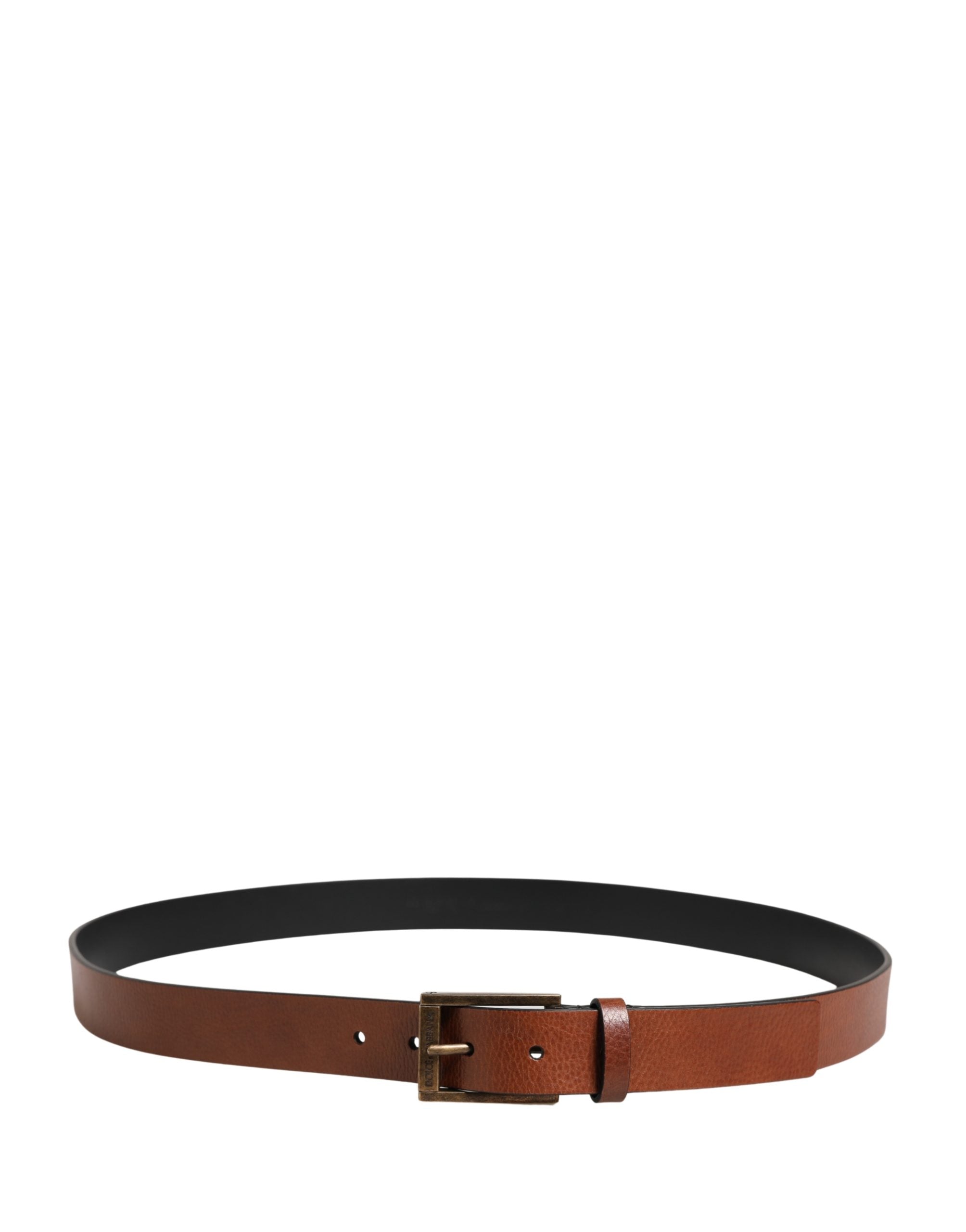 Dolce & Gabbana Men Brown Leather Classic Metal Buckle Belt Dolce & Gabbana