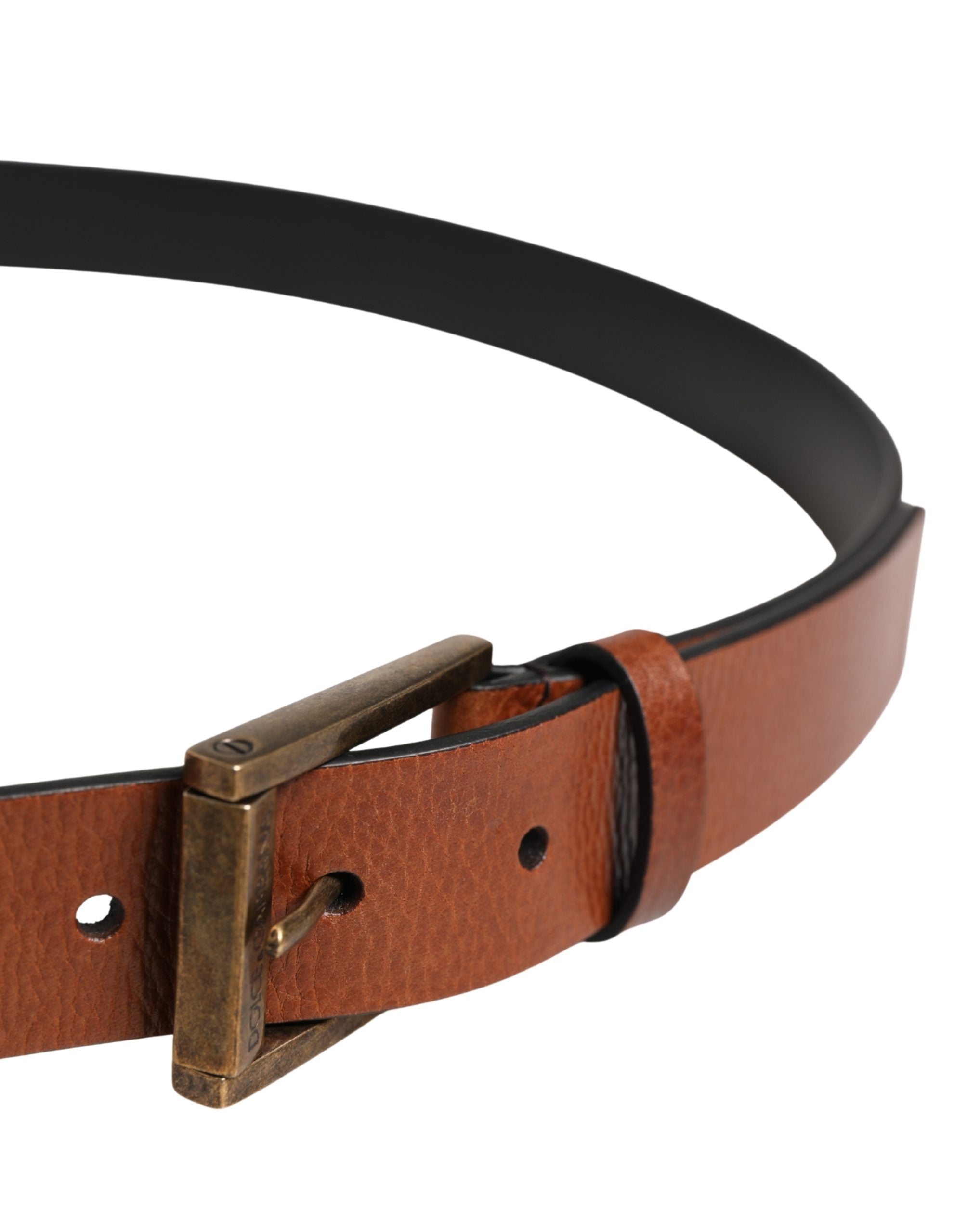 Dolce & Gabbana Men Brown Leather Classic Metal Buckle Belt Dolce & Gabbana
