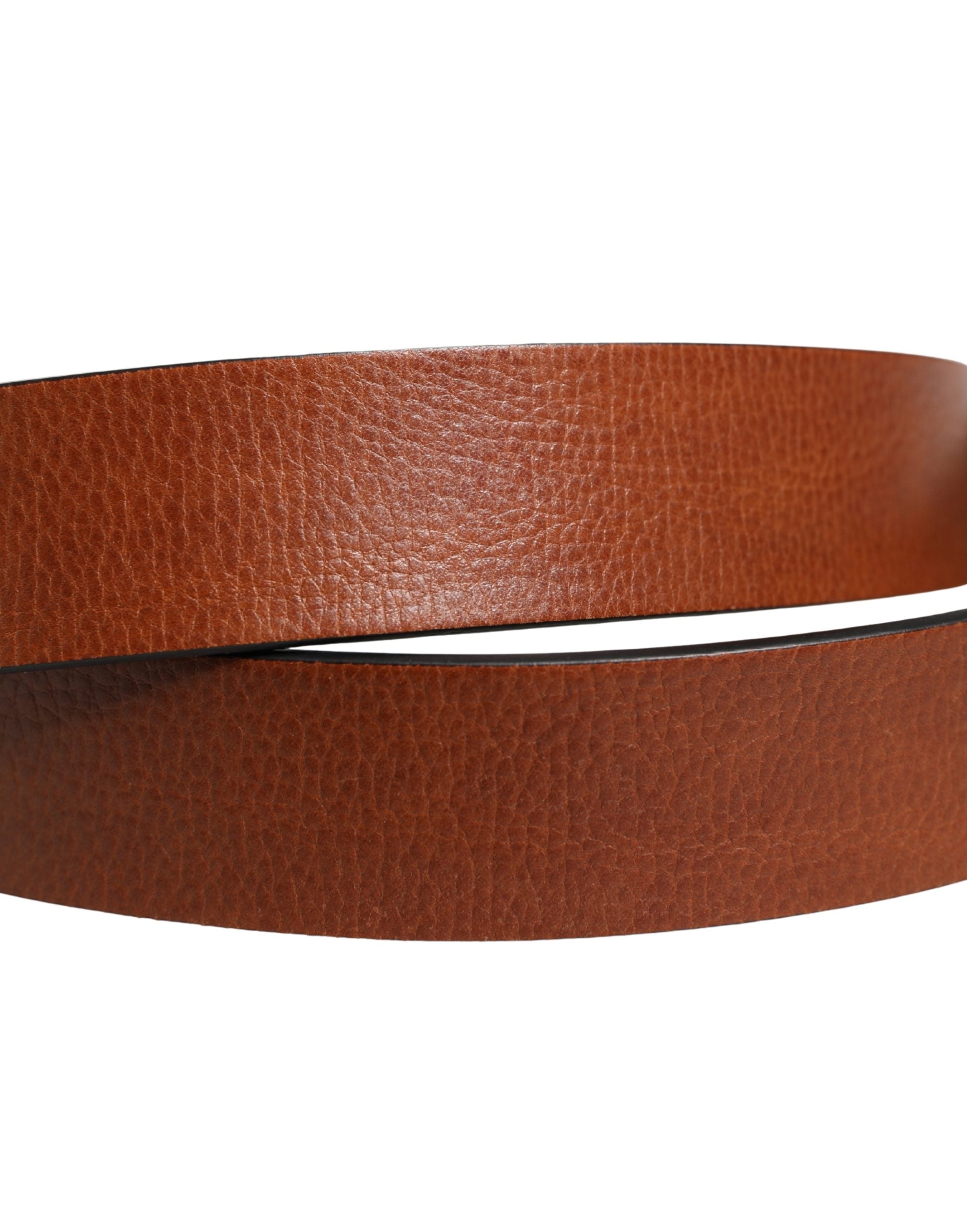 Dolce & Gabbana Men Brown Leather Classic Metal Buckle Belt Dolce & Gabbana