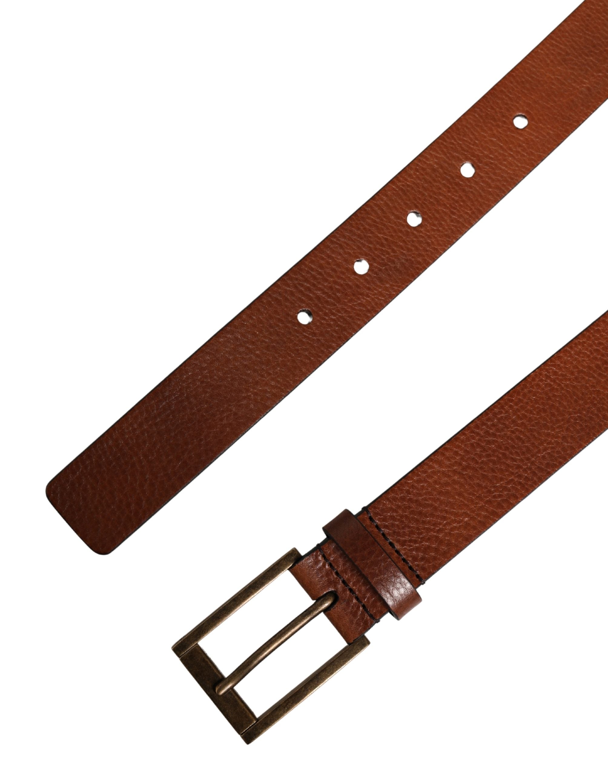 Dolce & Gabbana Men Brown Leather Classic Metal Buckle Belt Dolce & Gabbana