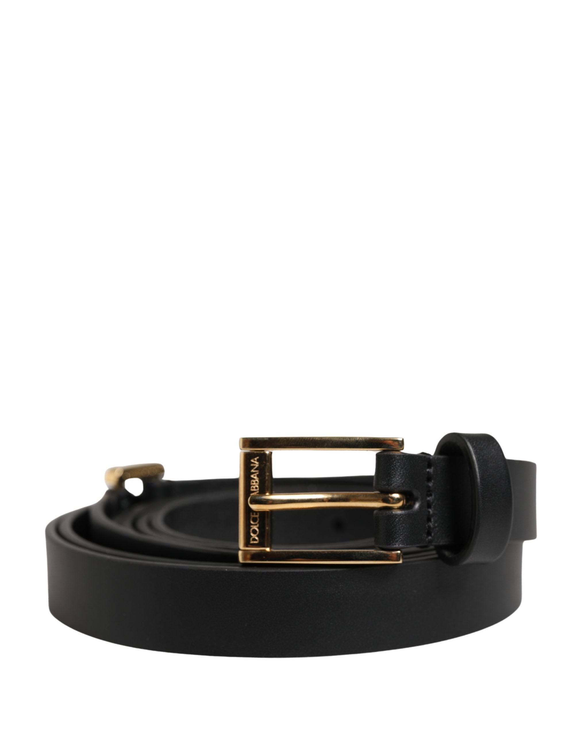 Dolce & Gabbana Men Black Leather Classic Metal Buckle Belt Dolce & Gabbana