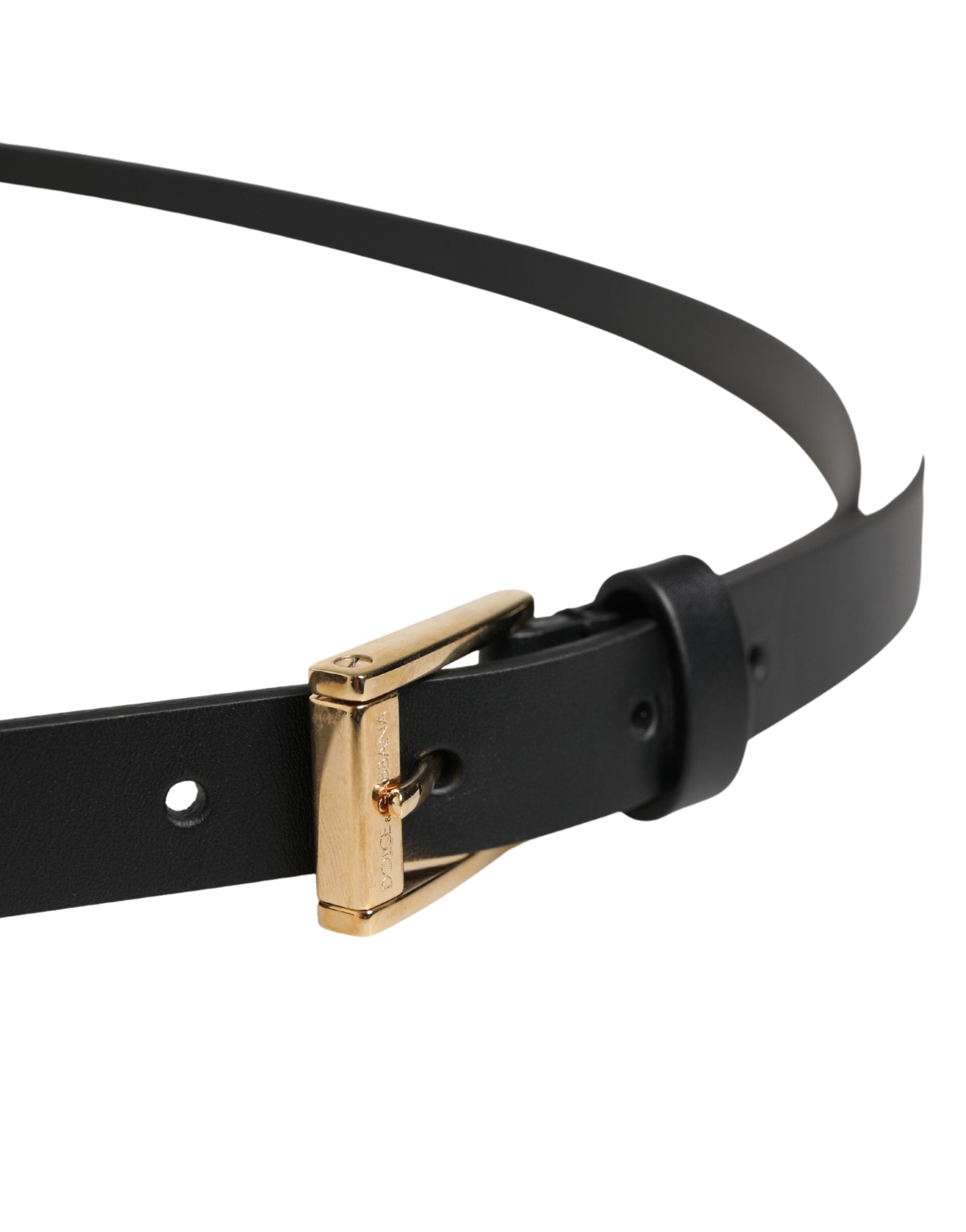 Dolce & Gabbana Men Black Leather Classic Metal Buckle Belt Dolce & Gabbana
