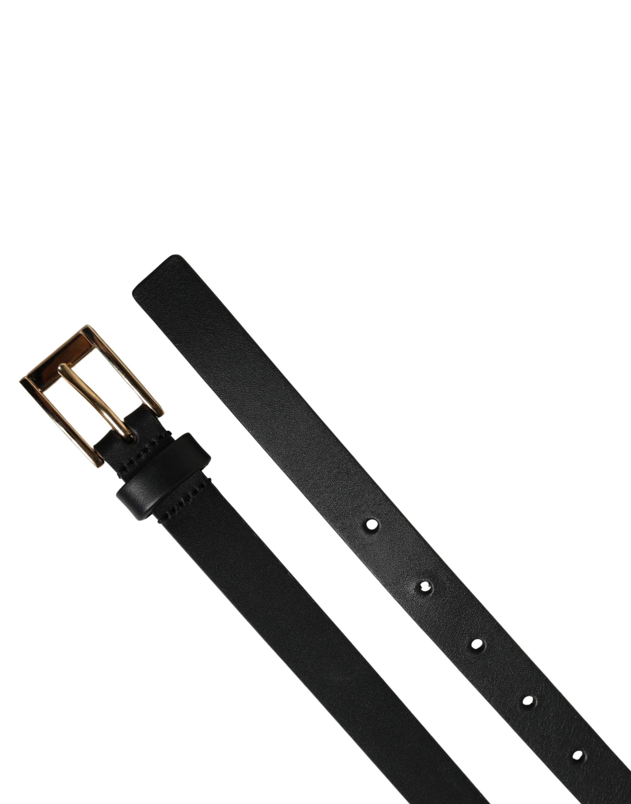 Dolce & Gabbana Men Black Leather Classic Metal Buckle Belt Dolce & Gabbana