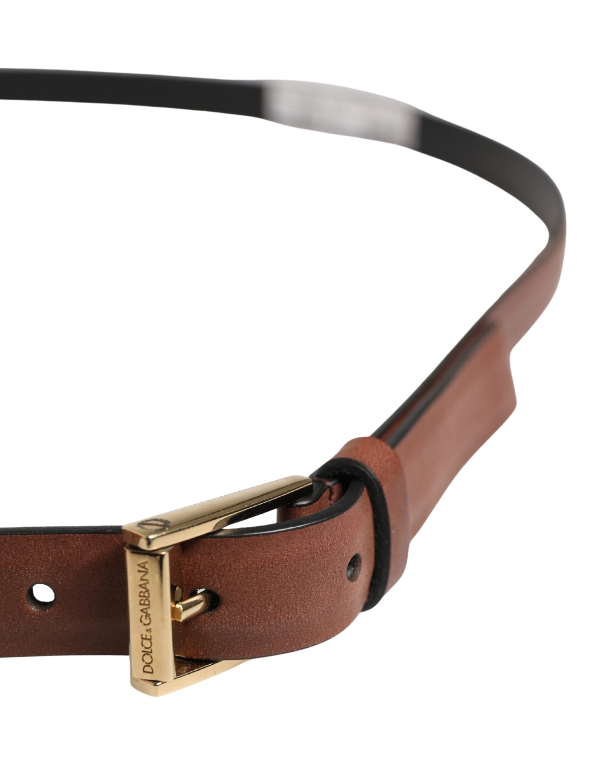 Dolce & Gabbana Men Brown Leather Classic Metal Buckle Belt Dolce & Gabbana