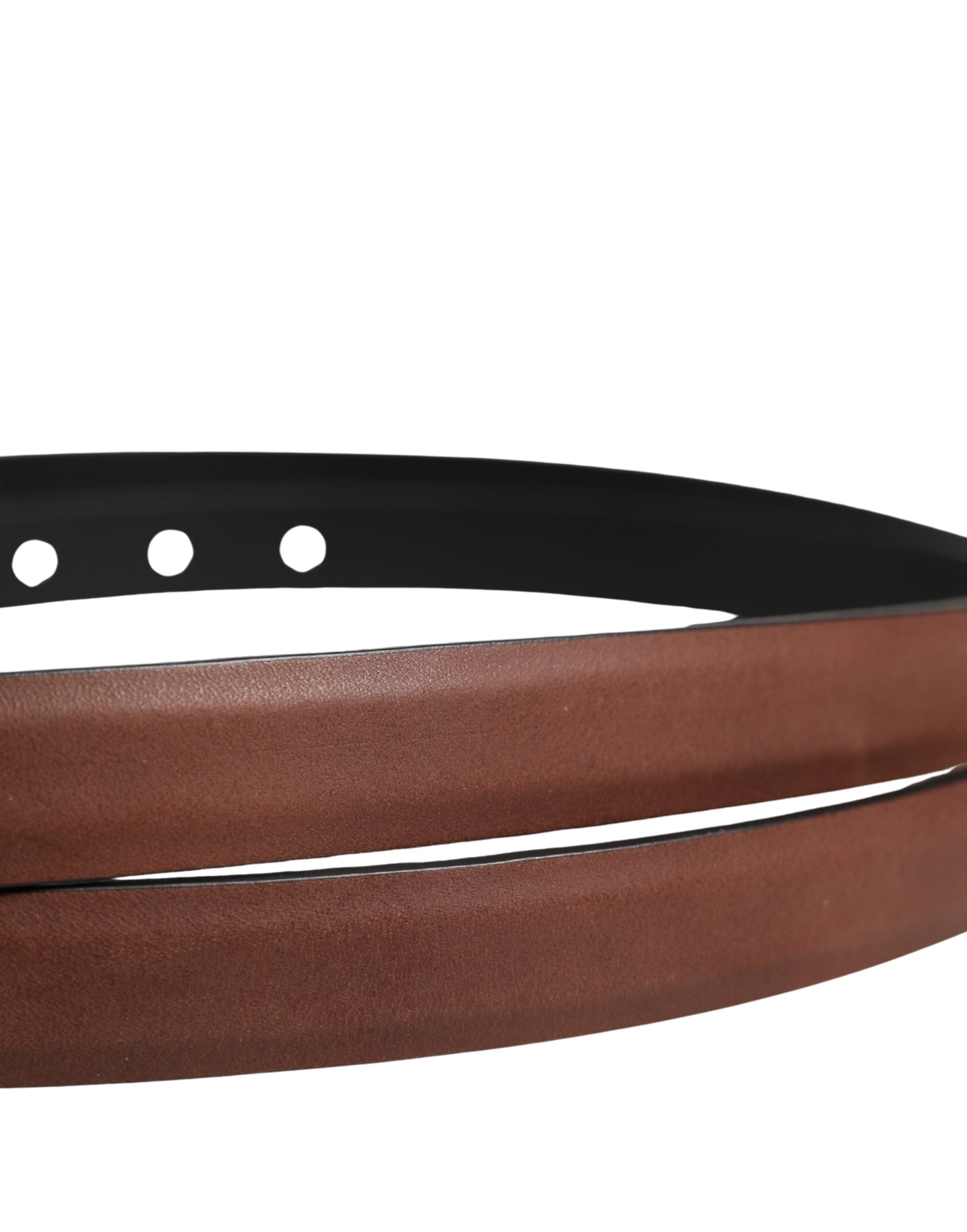 Dolce & Gabbana Men Brown Leather Classic Metal Buckle Belt Dolce & Gabbana
