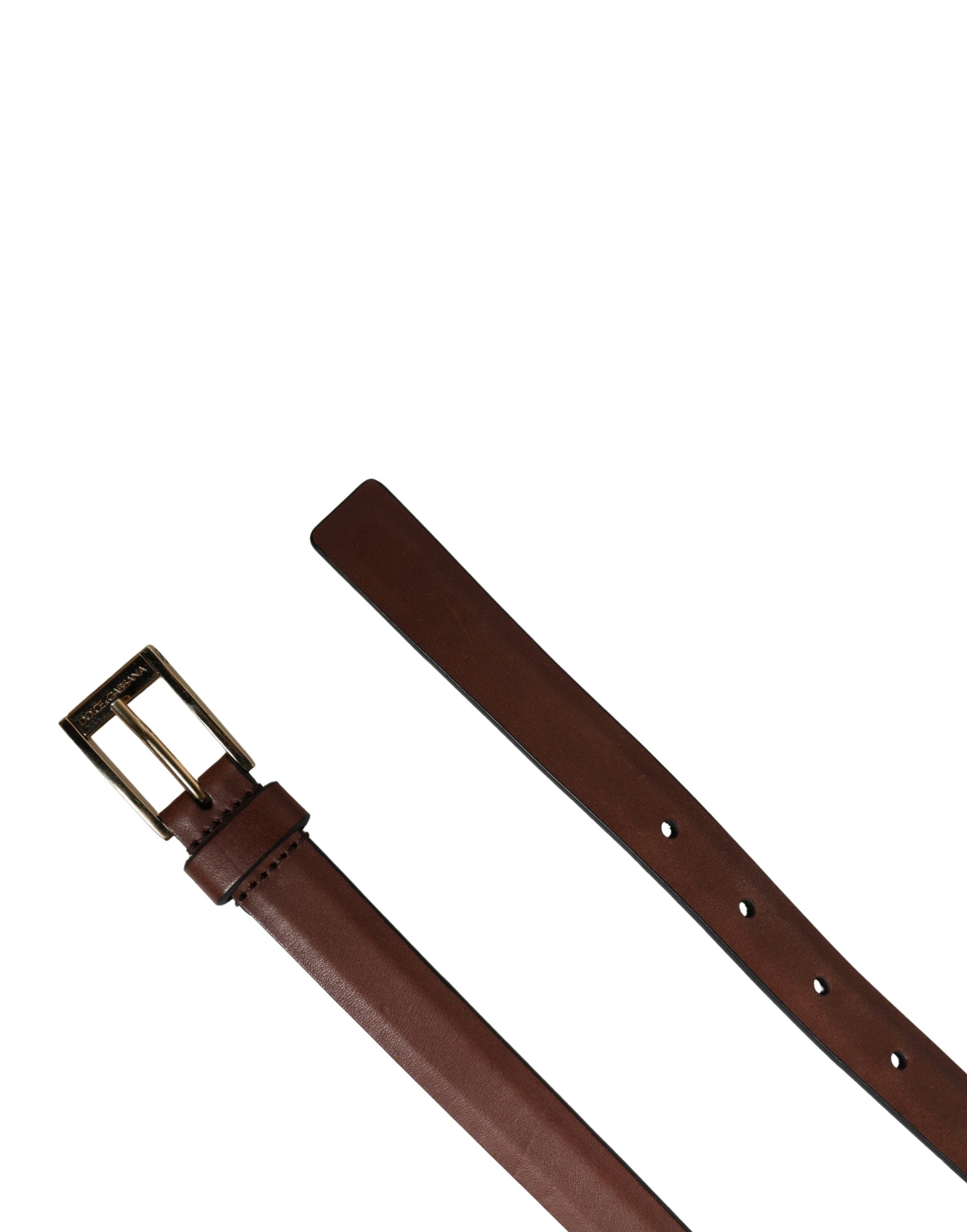 Dolce & Gabbana Men Brown Leather Classic Metal Buckle Belt Dolce & Gabbana