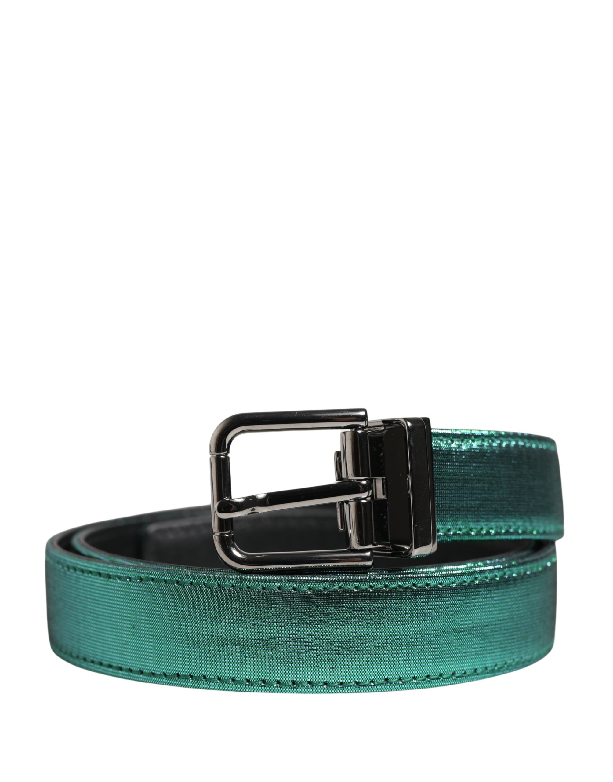 Dolce & Gabbana Men Green Lurex Polyester Metal Buckle Belt Dolce & Gabbana