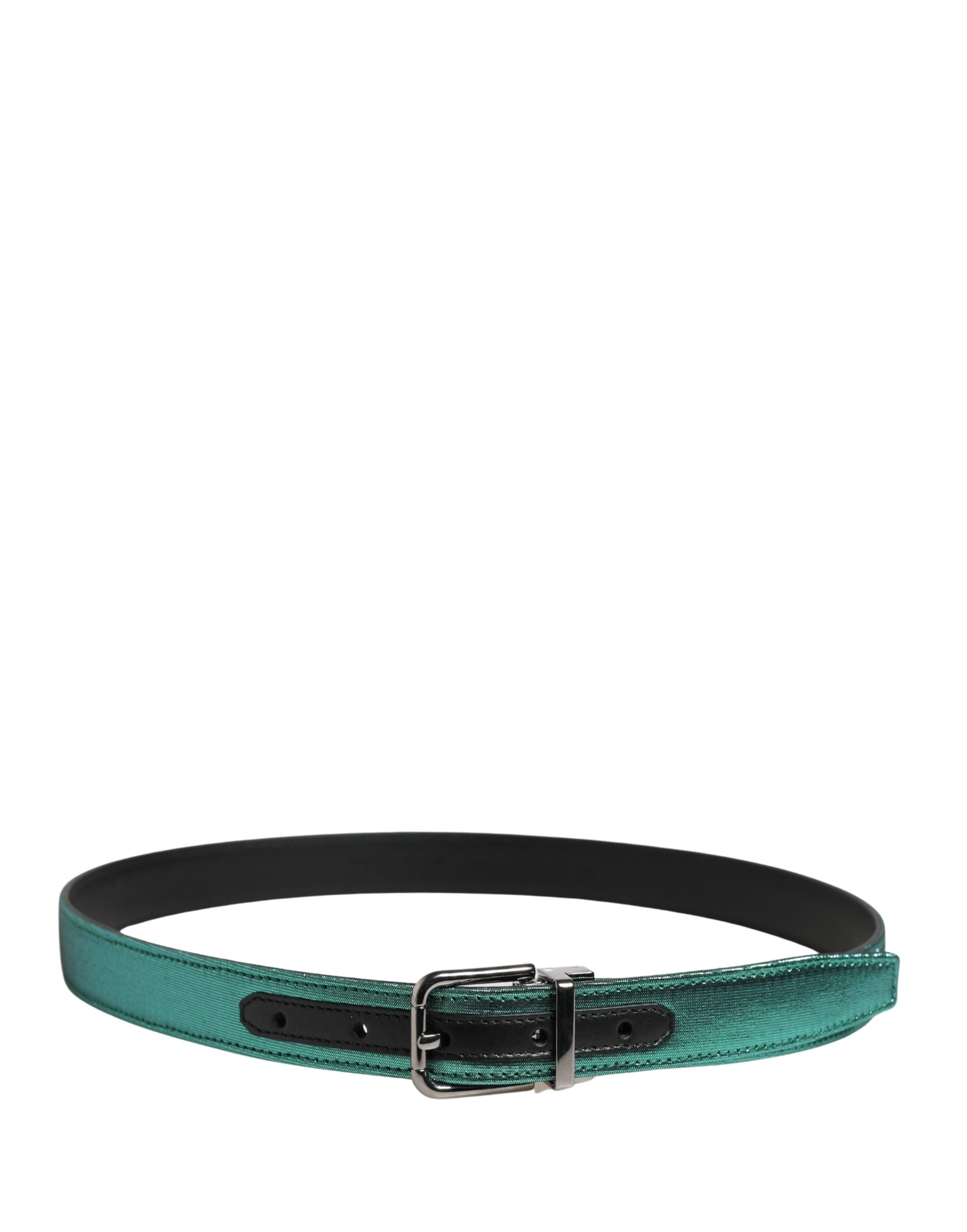 Dolce & Gabbana Men Green Lurex Polyester Metal Buckle Belt Dolce & Gabbana