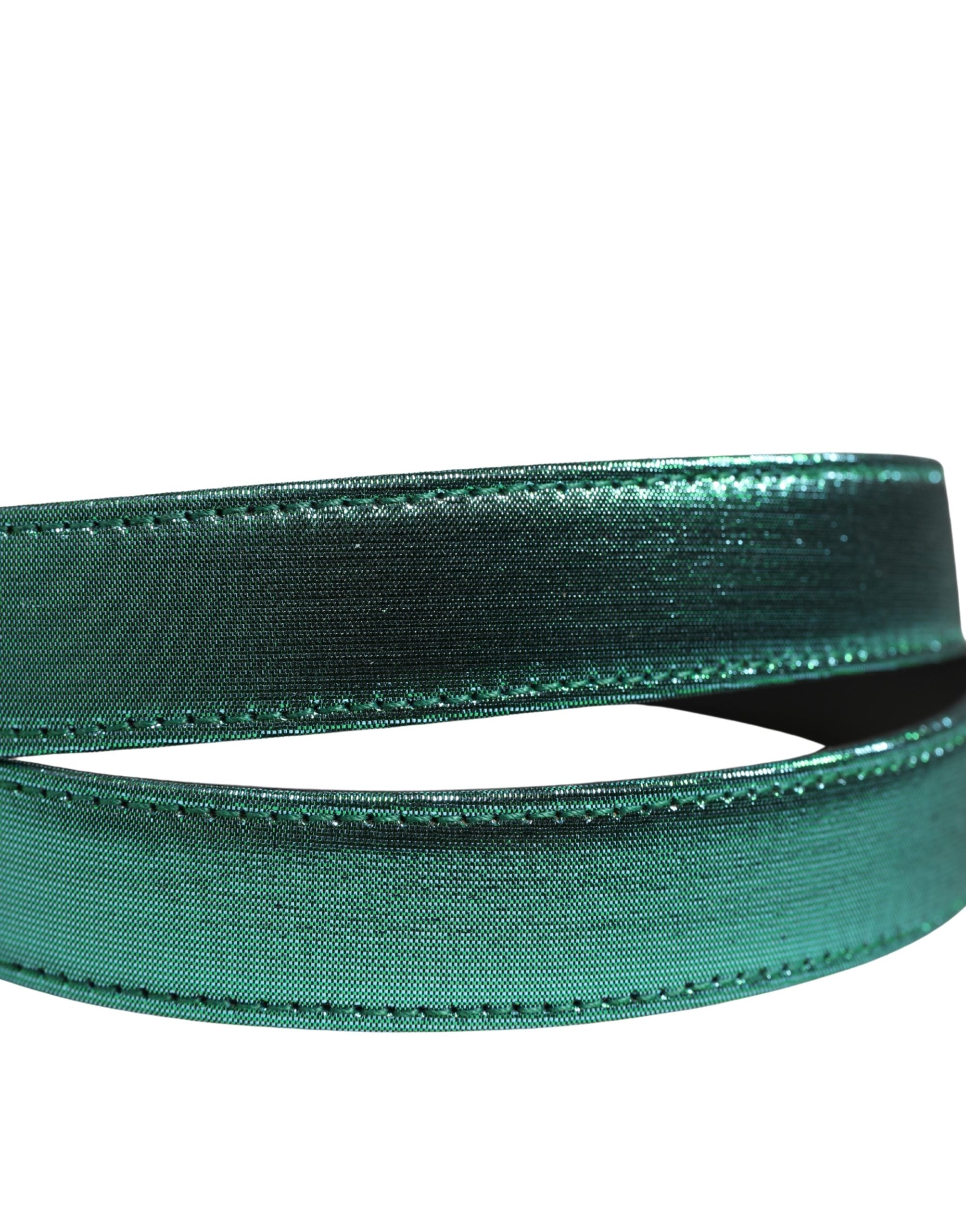 Dolce & Gabbana Men Green Lurex Polyester Metal Buckle Belt Dolce & Gabbana
