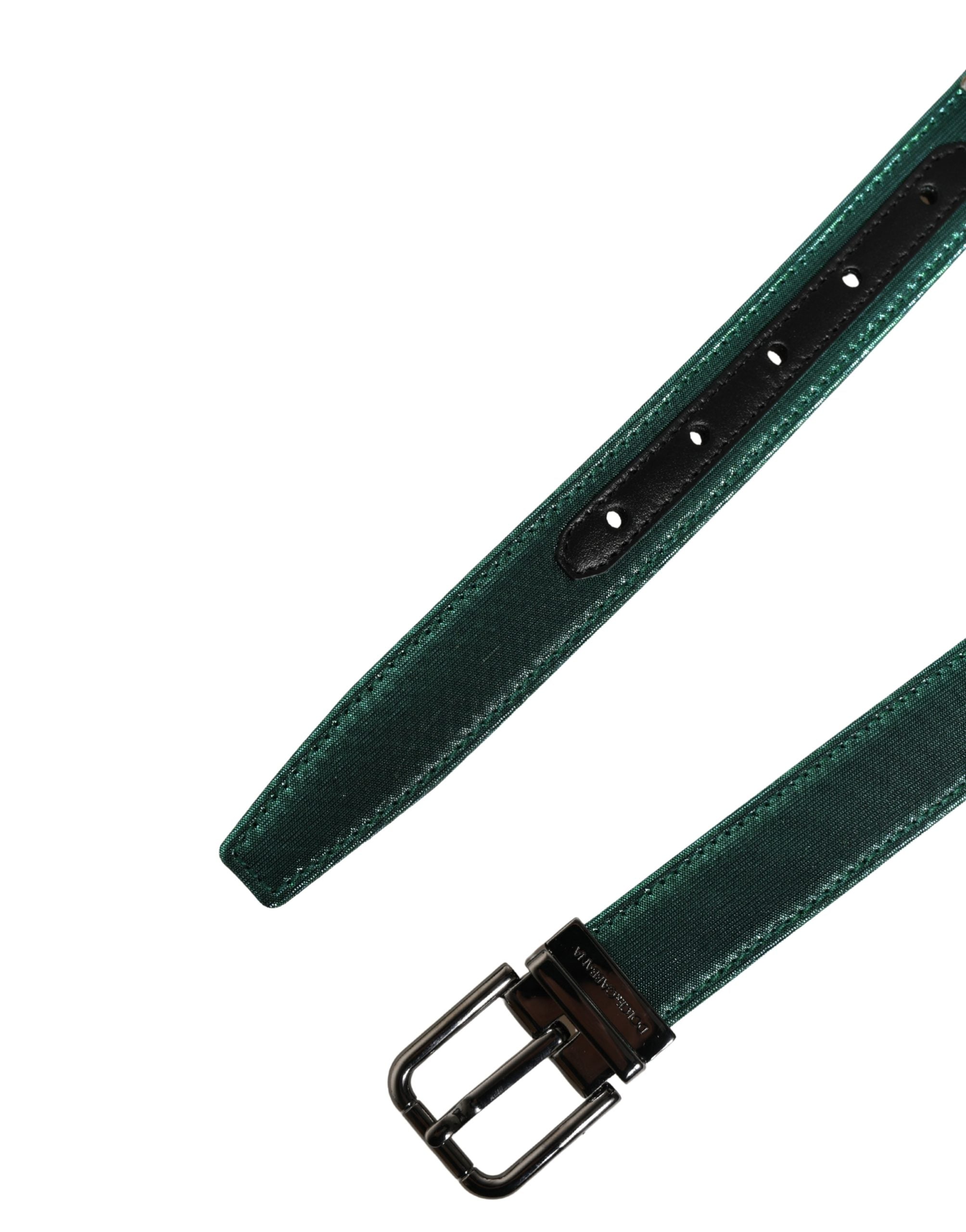 Dolce & Gabbana Men Green Lurex Polyester Metal Buckle Belt Dolce & Gabbana