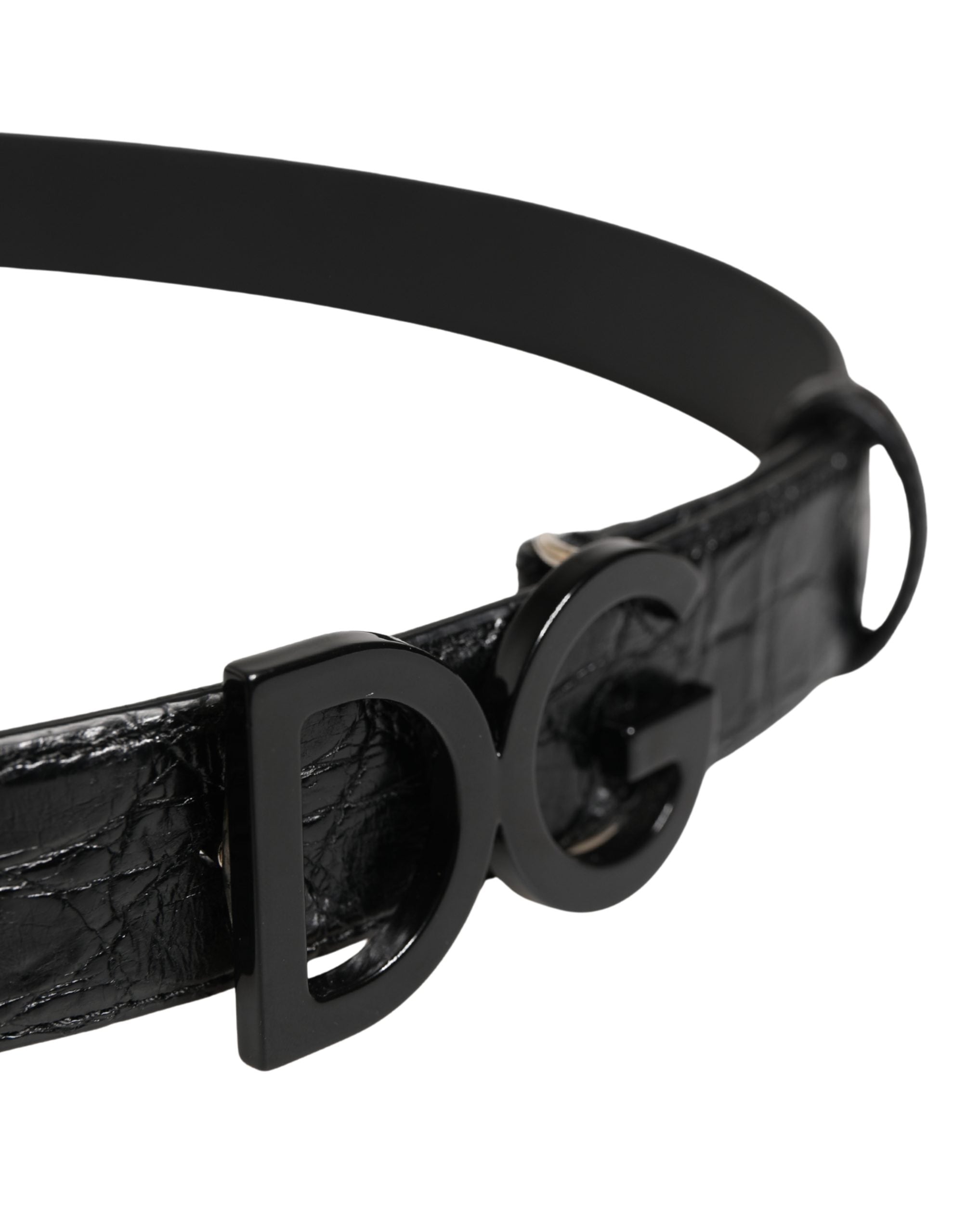 Dolce & Gabbana Men Black Exotic Leather Logo Buckle Belt Dolce & Gabbana