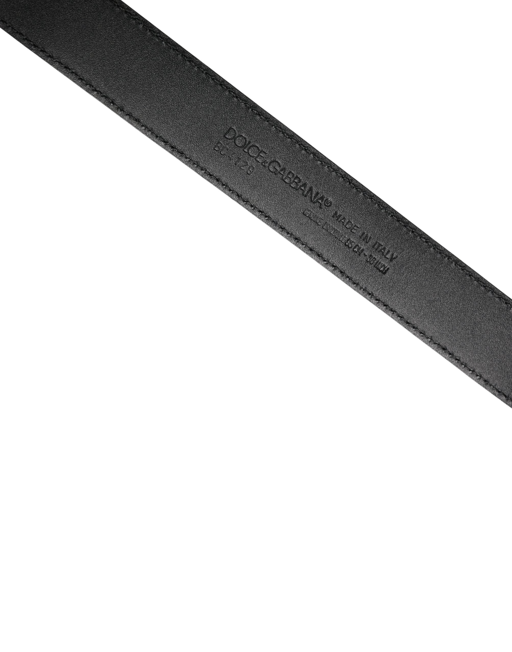 Dolce & Gabbana Men Black Exotic Leather Logo Buckle Belt Dolce & Gabbana