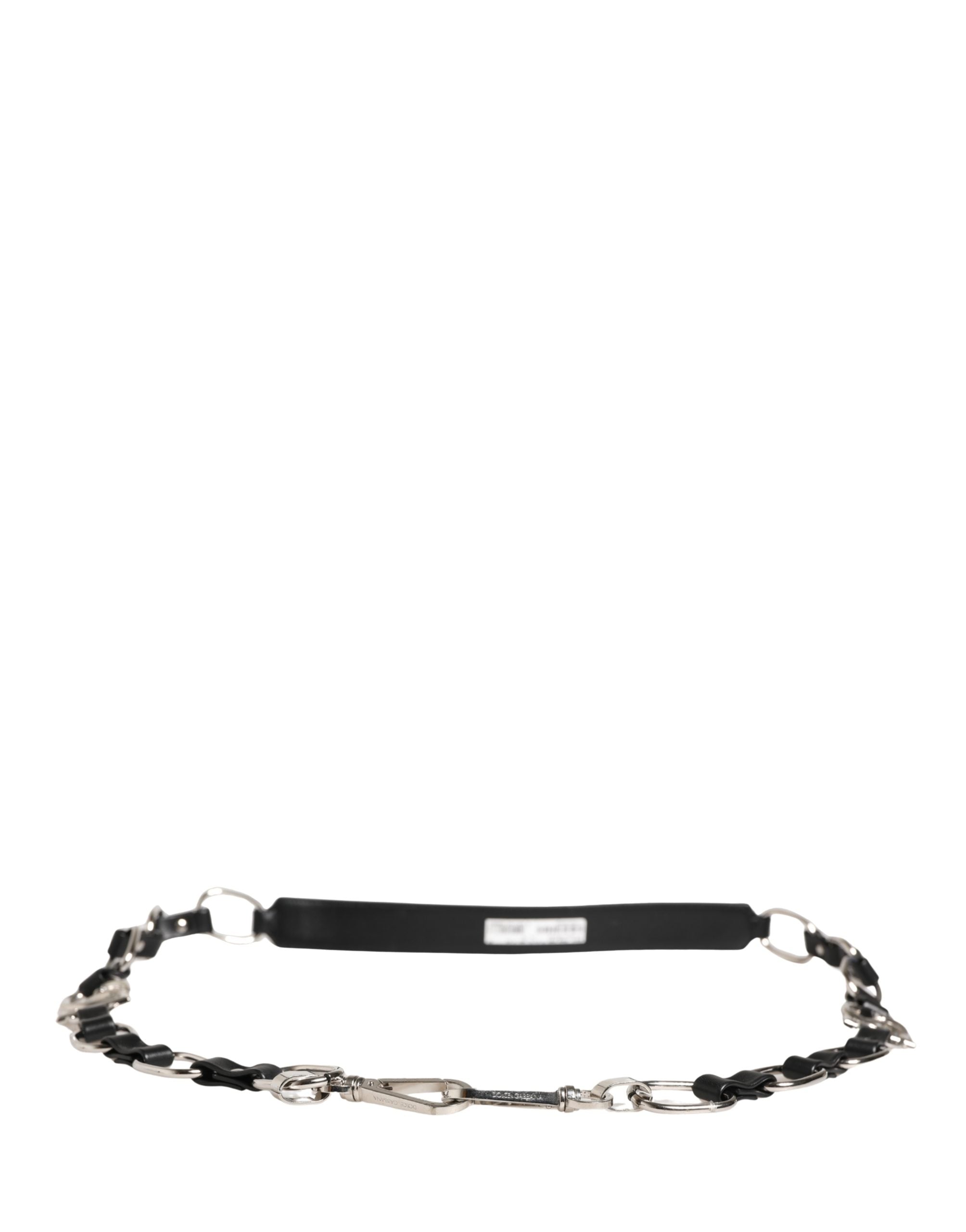 Dolce & Gabbana Black Leather Silver Chain Bag Accessory Shoulder Strap Dolce & Gabbana