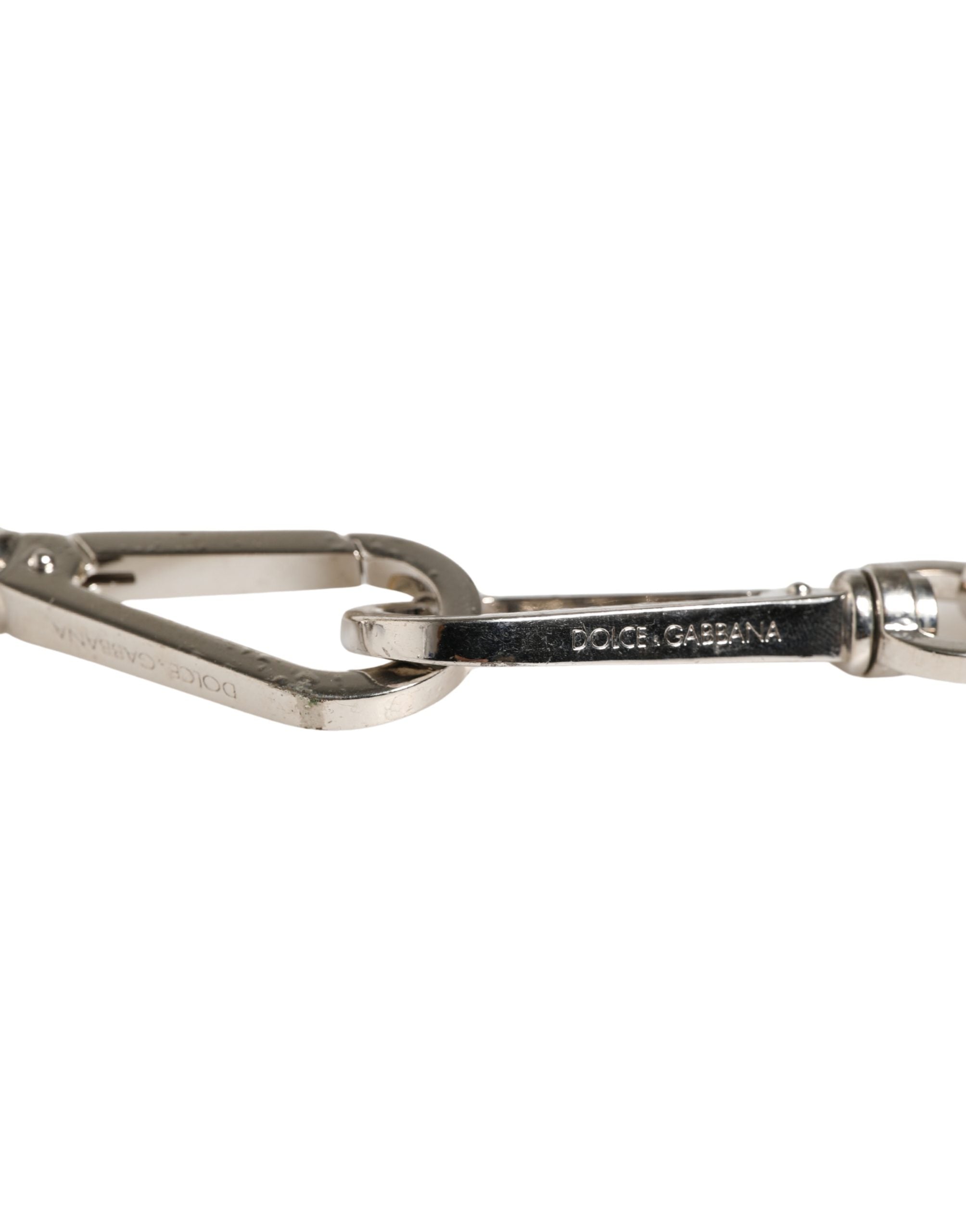 Dolce & Gabbana Black Leather Silver Chain Bag Accessory Shoulder Strap Dolce & Gabbana