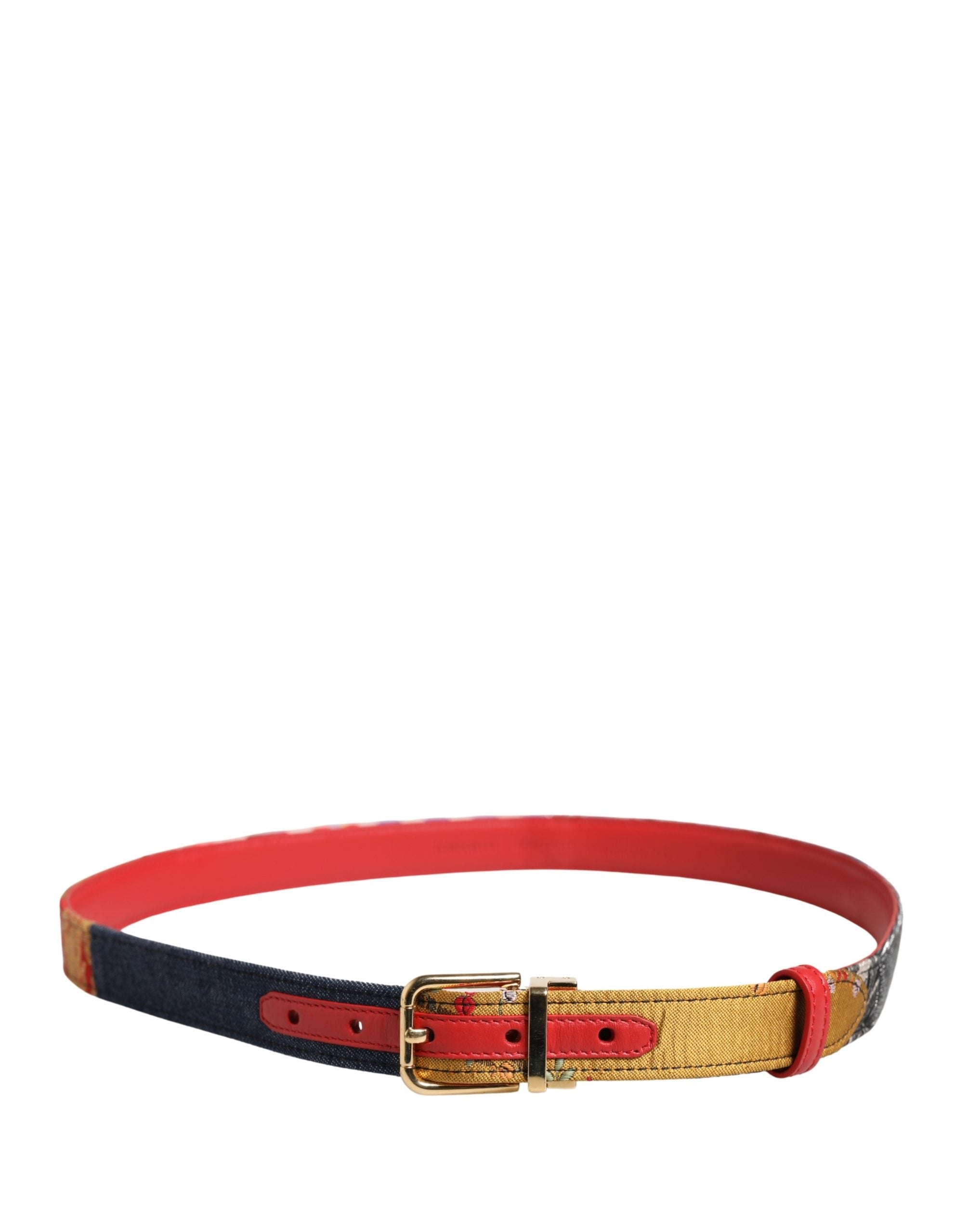 Dolce & Gabbana Multicolor Floral Jacquard Metal Buckle Belt Dolce & Gabbana