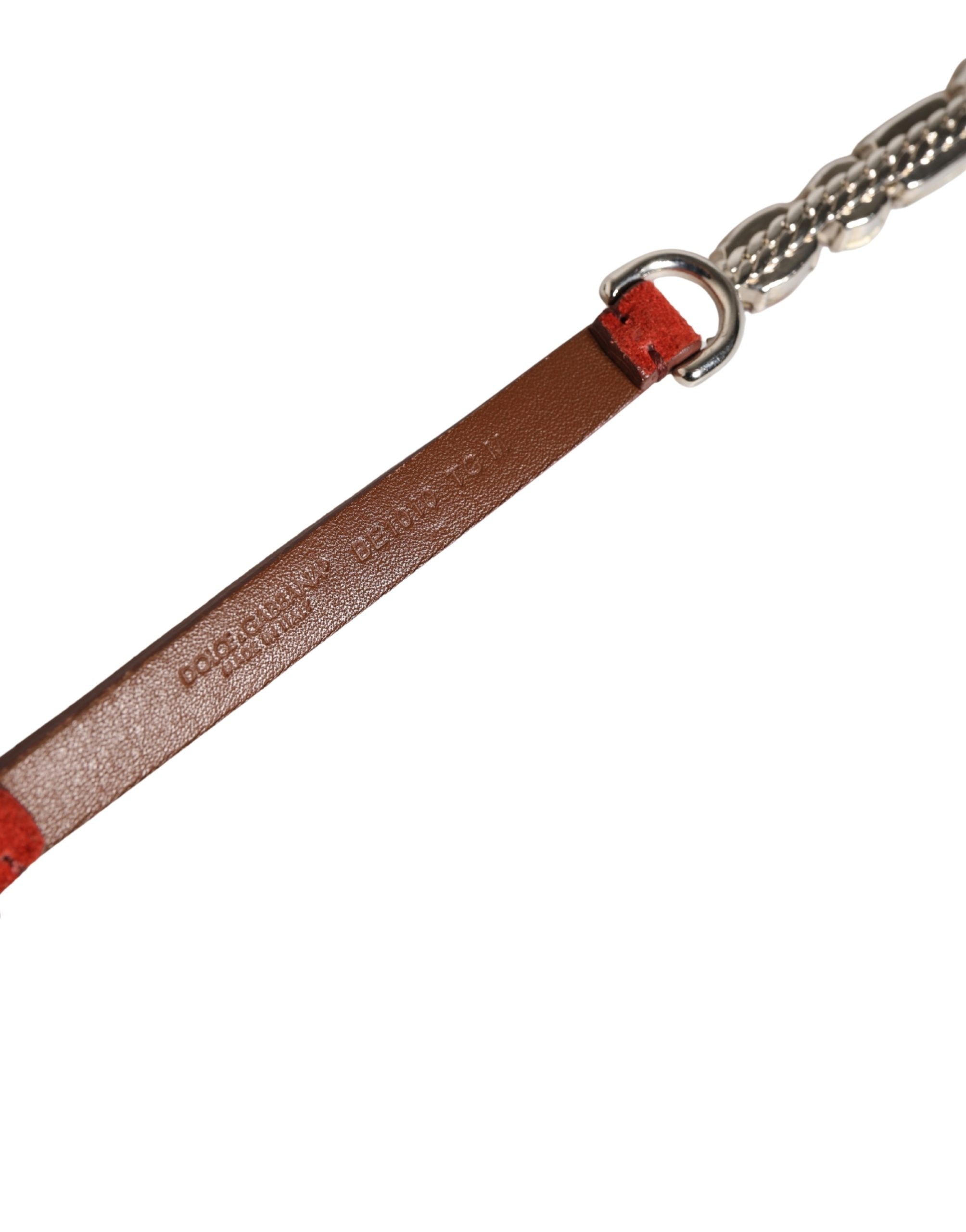 Dolce & Gabbana Red Velvet Crystals Chain Embellished Belt Dolce & Gabbana