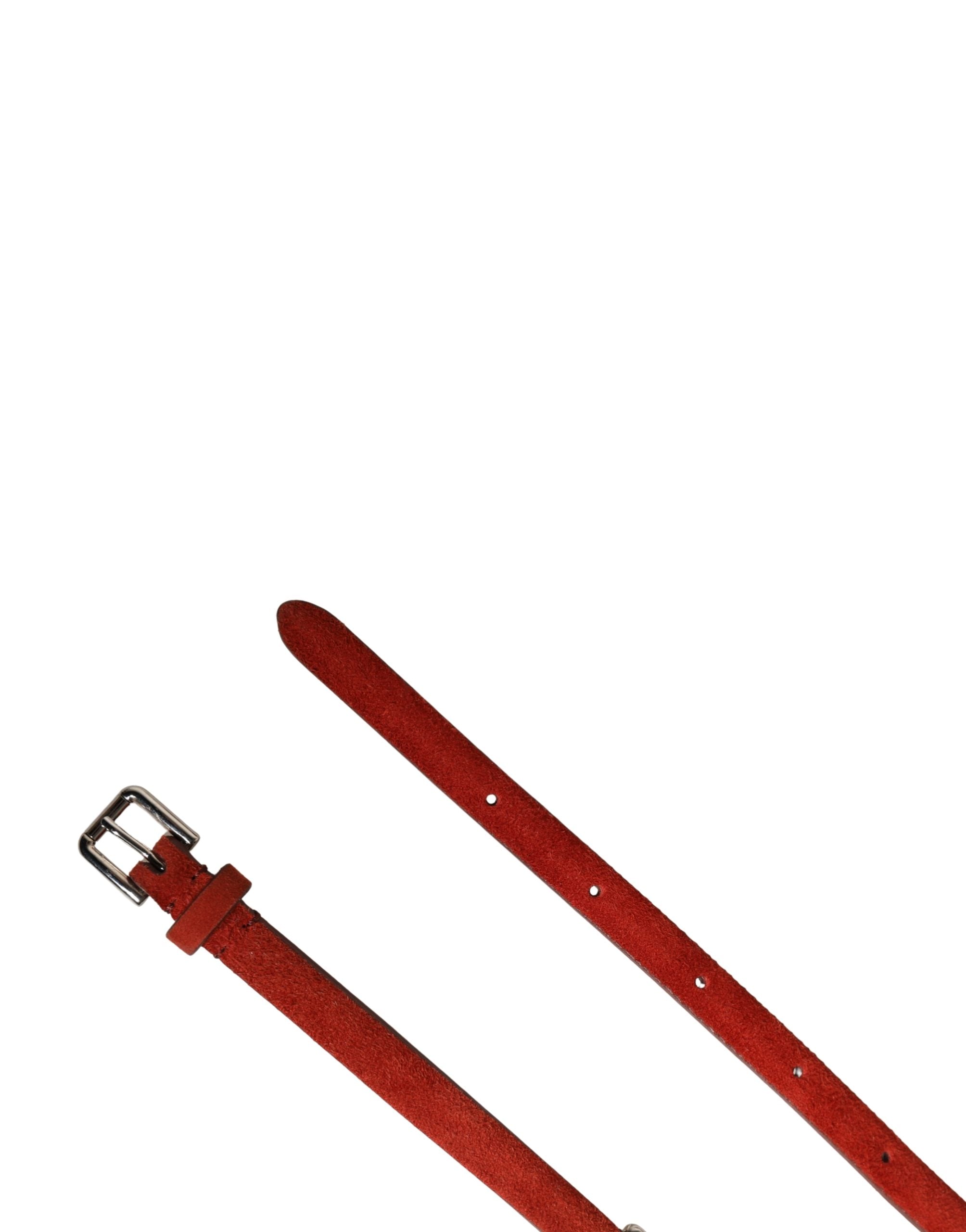 Dolce & Gabbana Red Velvet Crystals Chain Embellished Belt Dolce & Gabbana