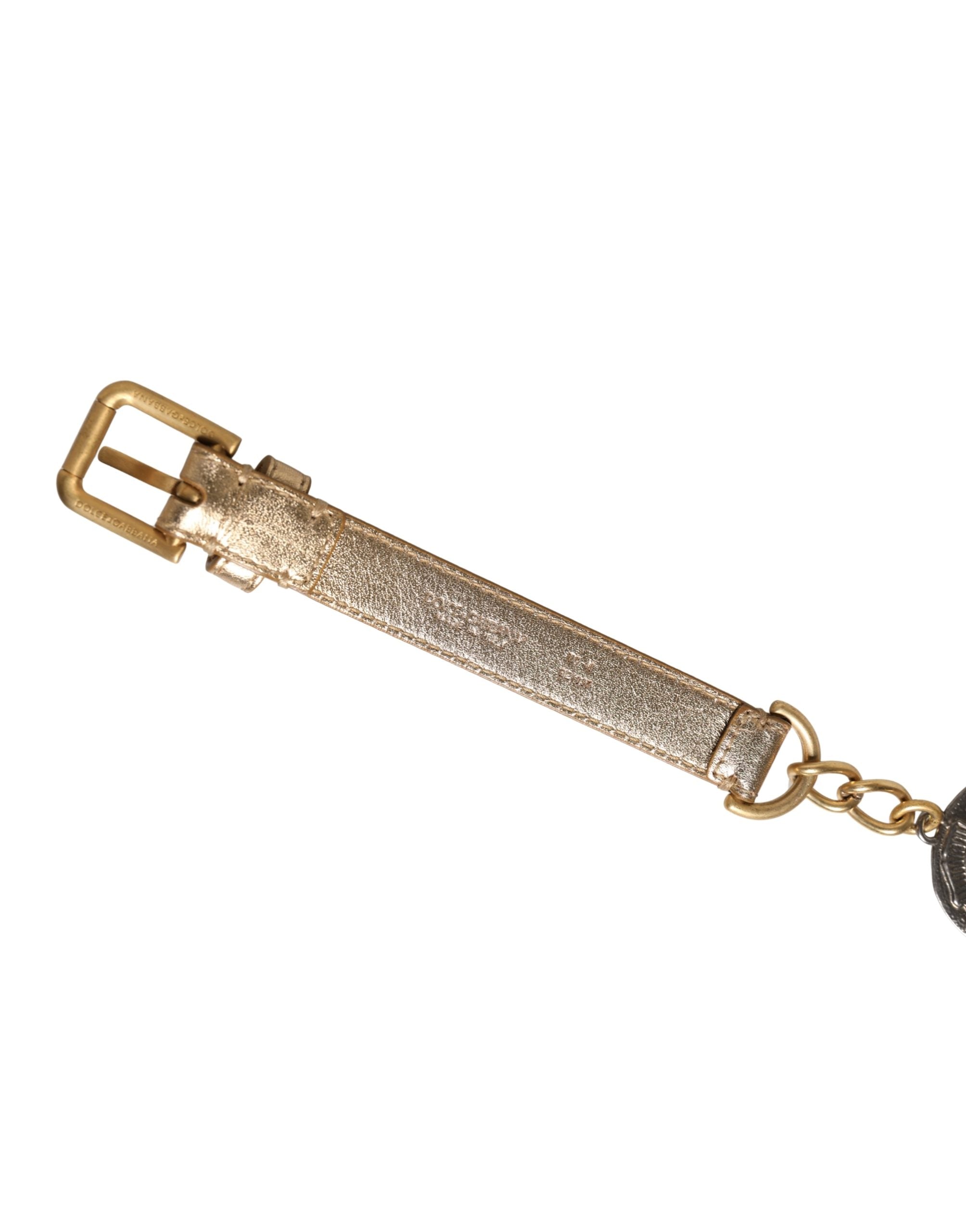 Dolce & Gabbana Gold Brass Chain Coin Embellished Metal Buckle Belt Dolce & Gabbana