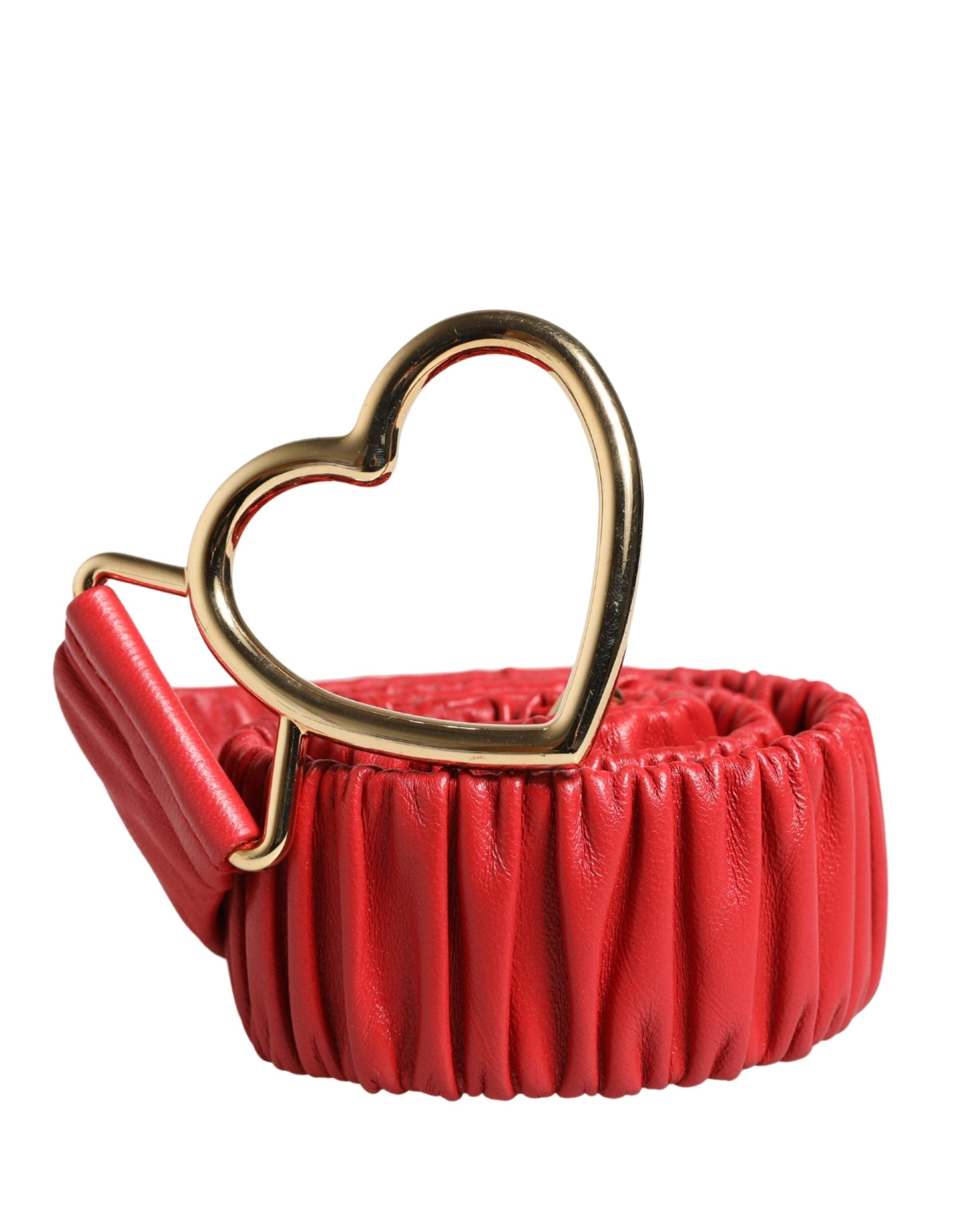 Dolce & Gabbana Red Leather Gold Heart Metal Buckle Belt Dolce & Gabbana