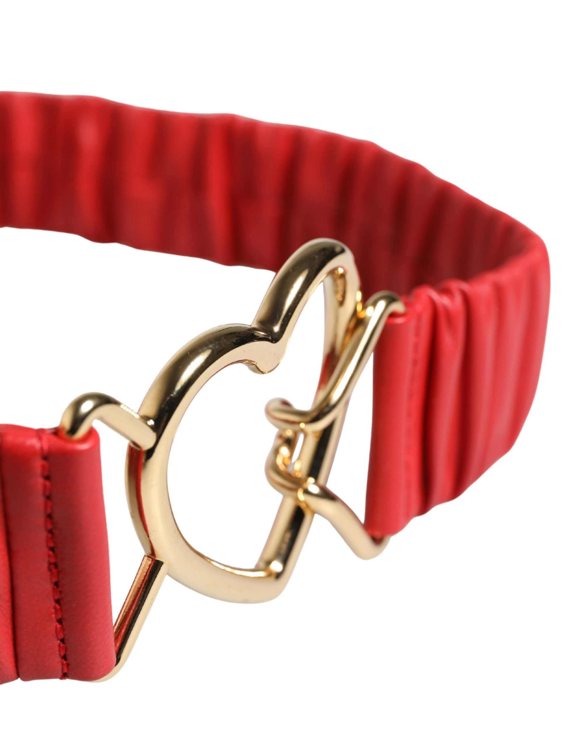 Dolce & Gabbana Red Leather Gold Heart Metal Buckle Belt Dolce & Gabbana