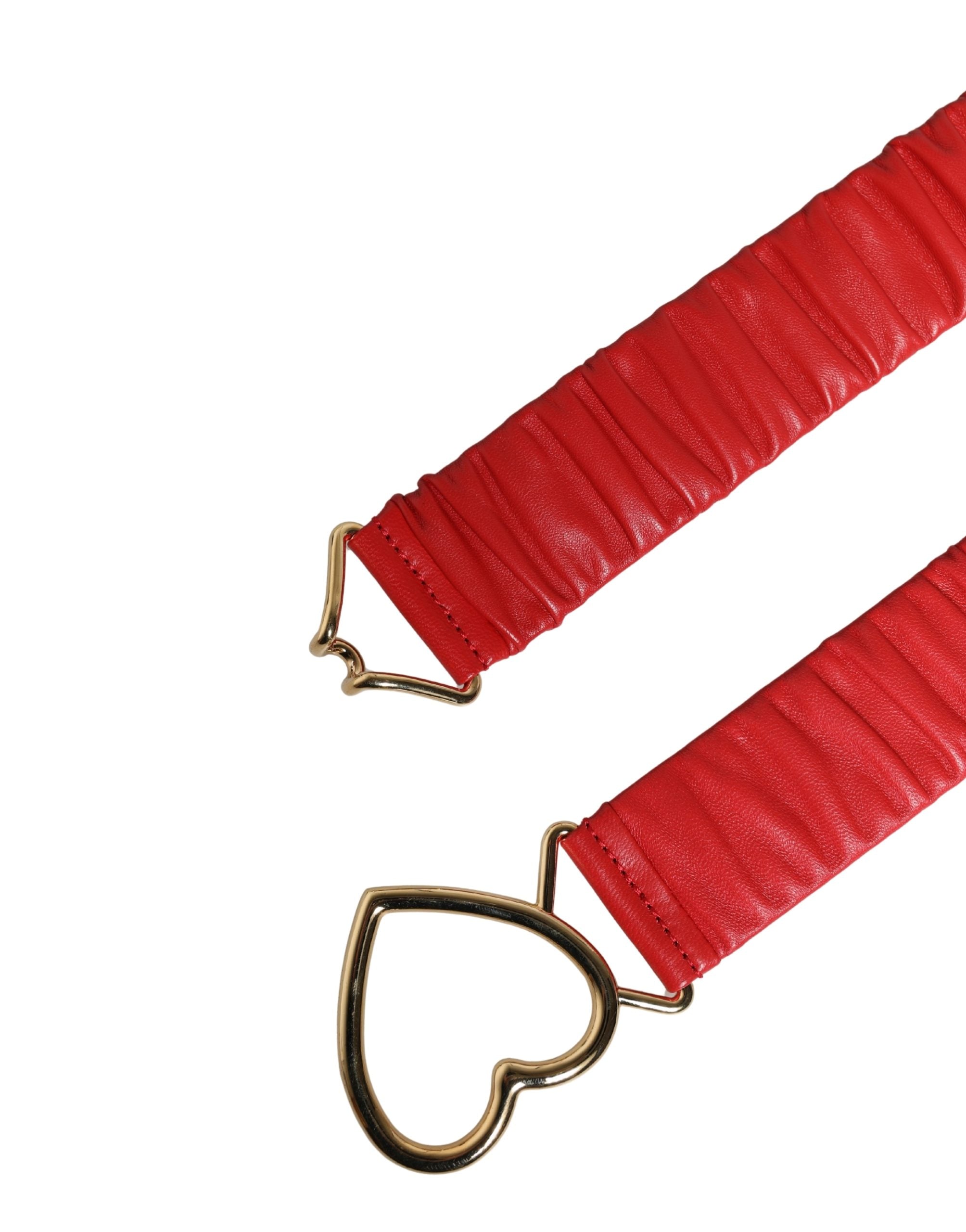 Dolce & Gabbana Red Leather Gold Heart Metal Buckle Belt Dolce & Gabbana