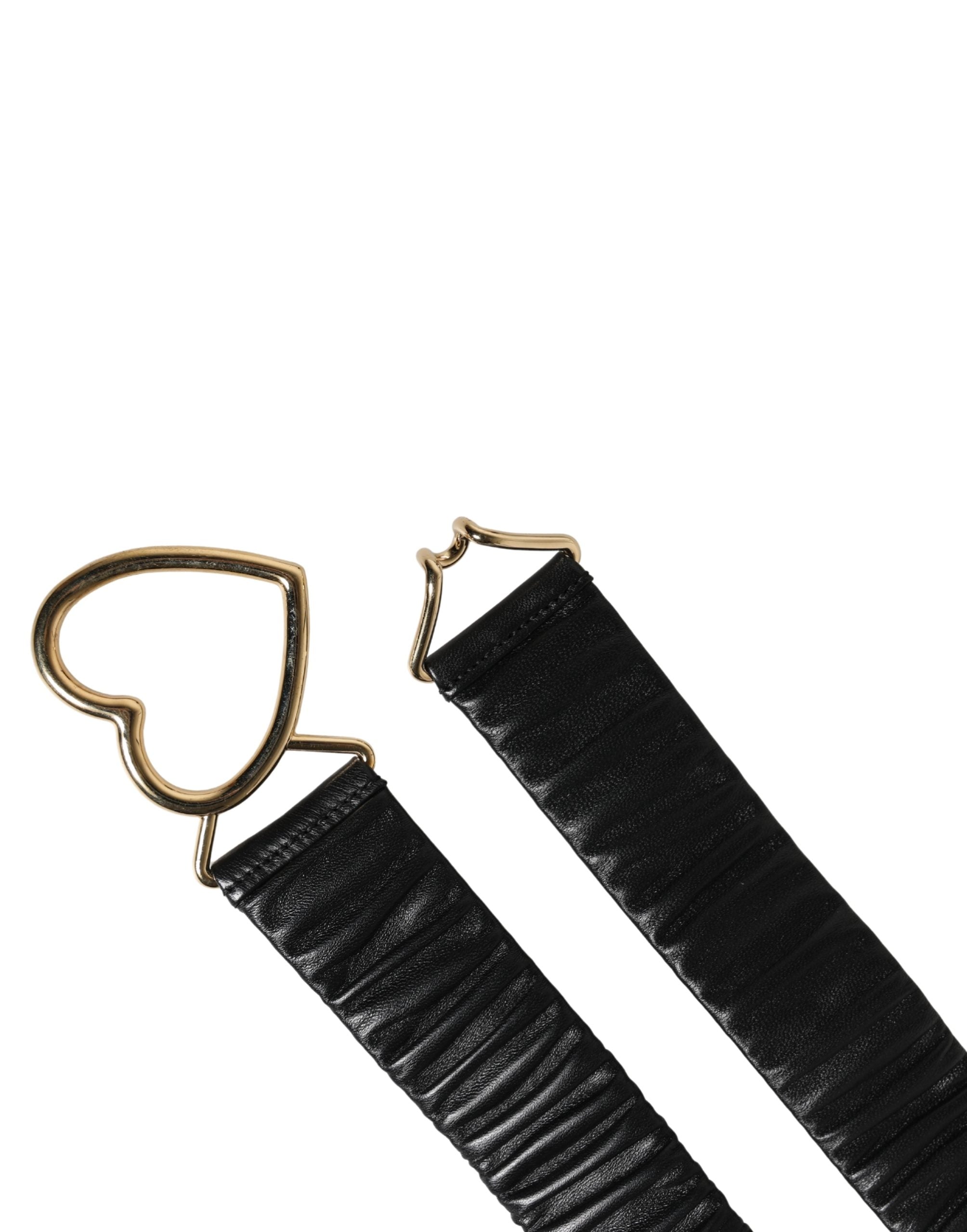 Dolce & Gabbana Black Leather Gold Heart Metal Buckle Belt Dolce & Gabbana