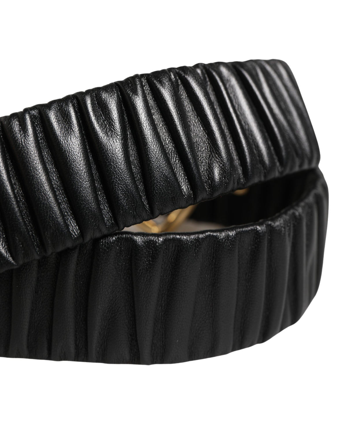 Dolce & Gabbana Black Leather Gold Heart Metal Buckle Belt