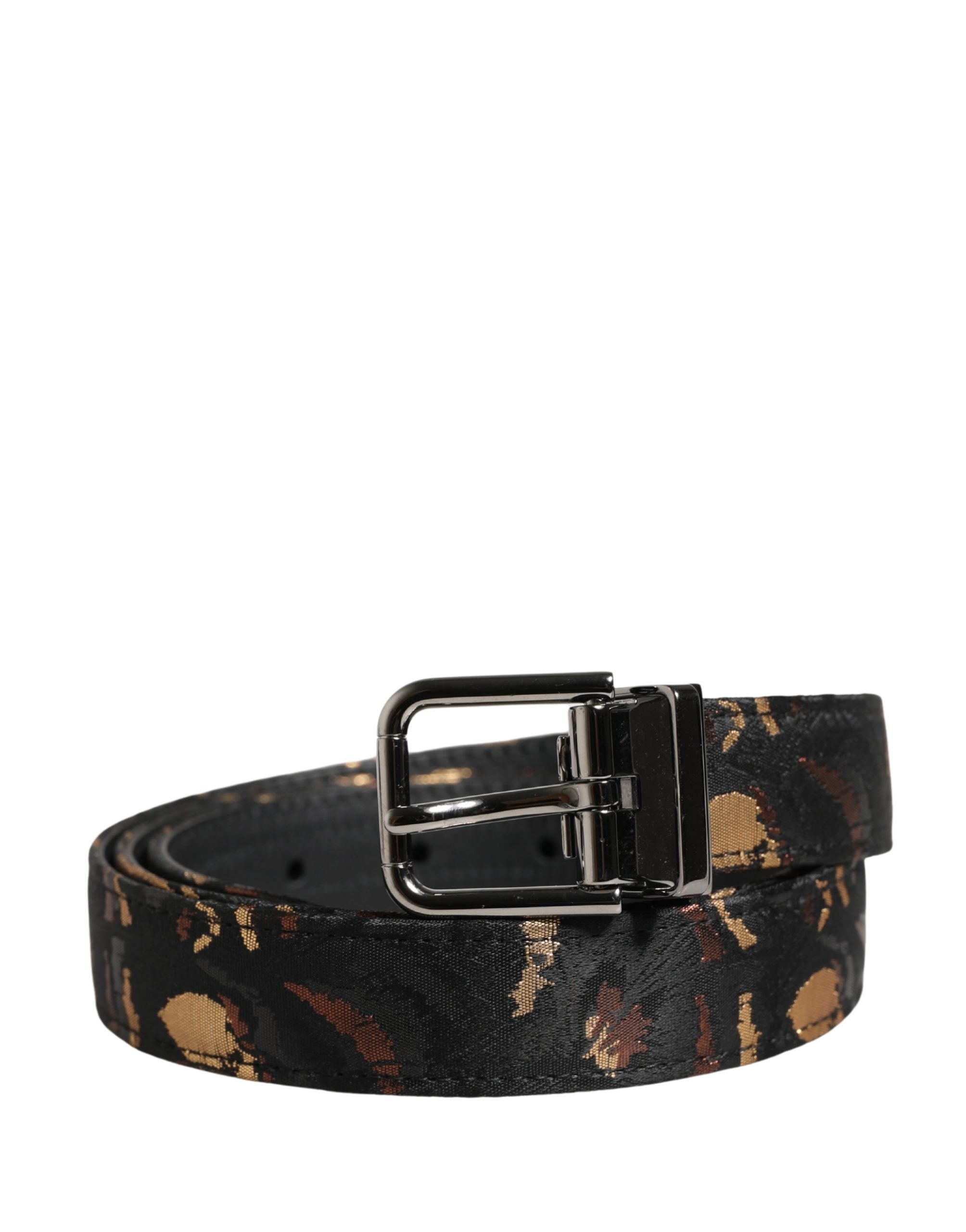 Dolce & Gabbana Multicolor Jacquard Silver Metal Buckle Belt Dolce & Gabbana