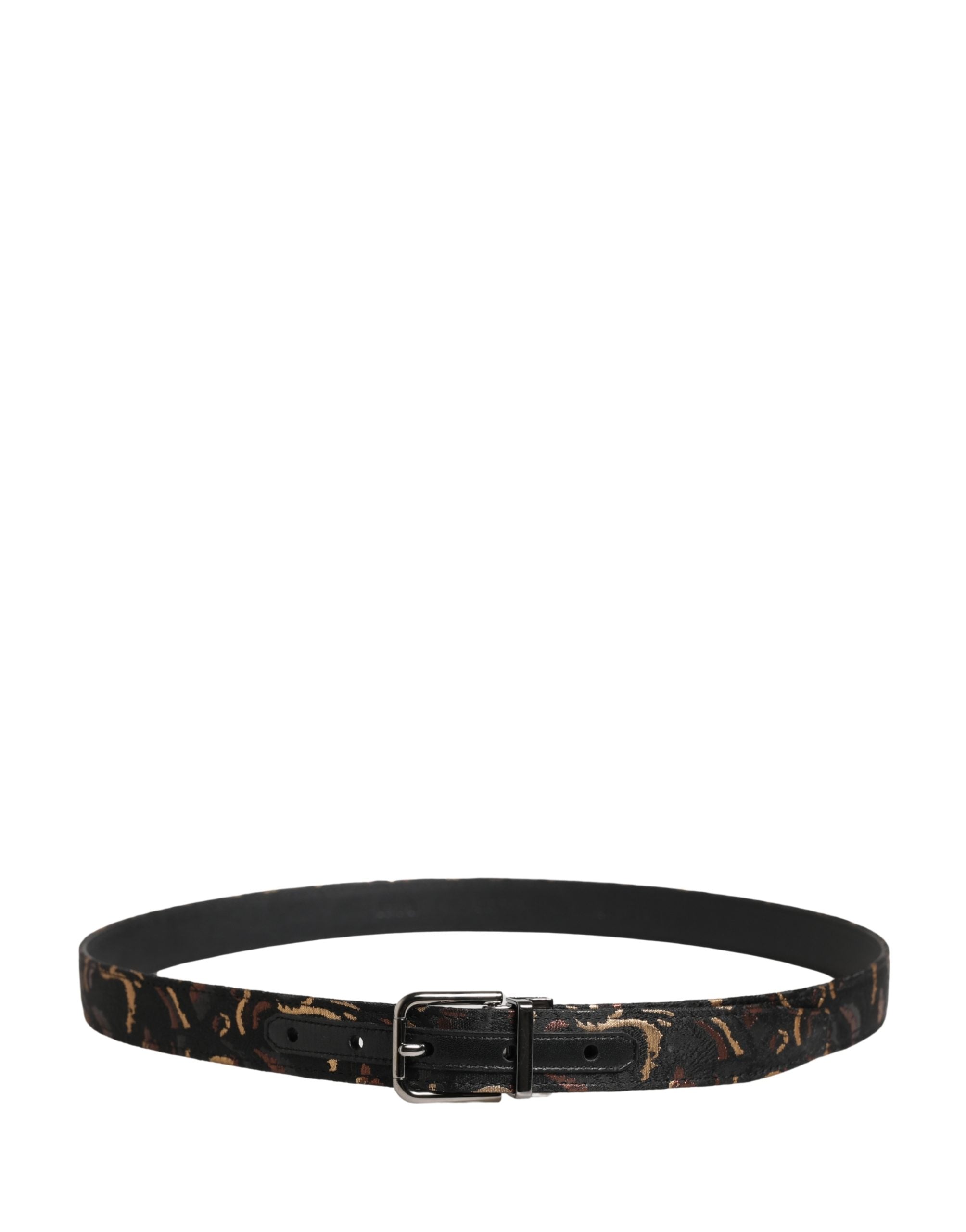 Dolce & Gabbana Multicolor Jacquard Silver Metal Buckle Belt Dolce & Gabbana